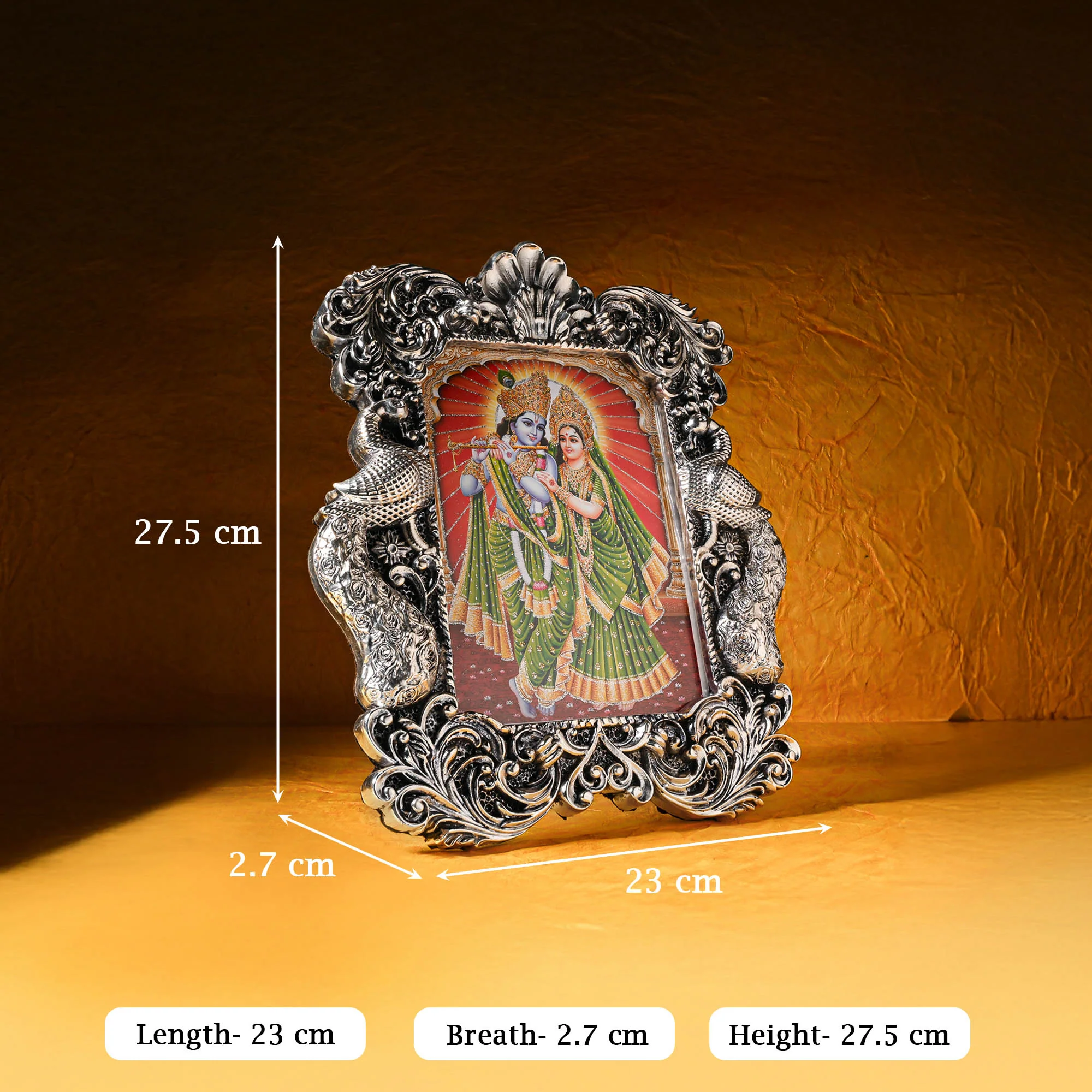 999 Silver Plated Radha Krishna Frame - Image 5