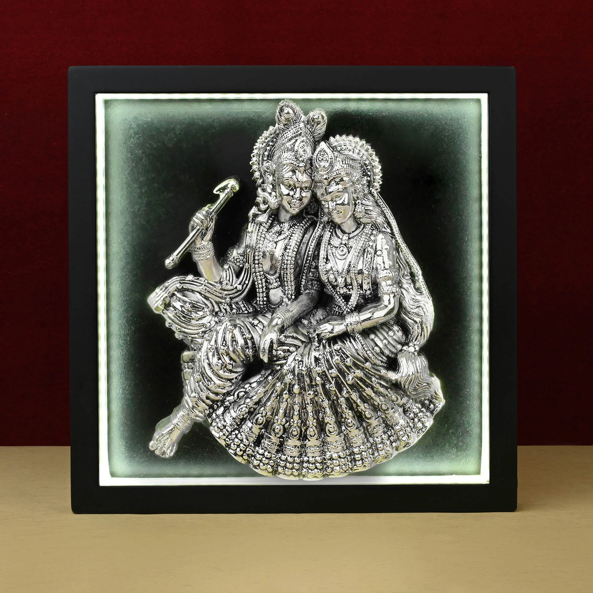 999 Silver Plated Radha Krishna LED Frame