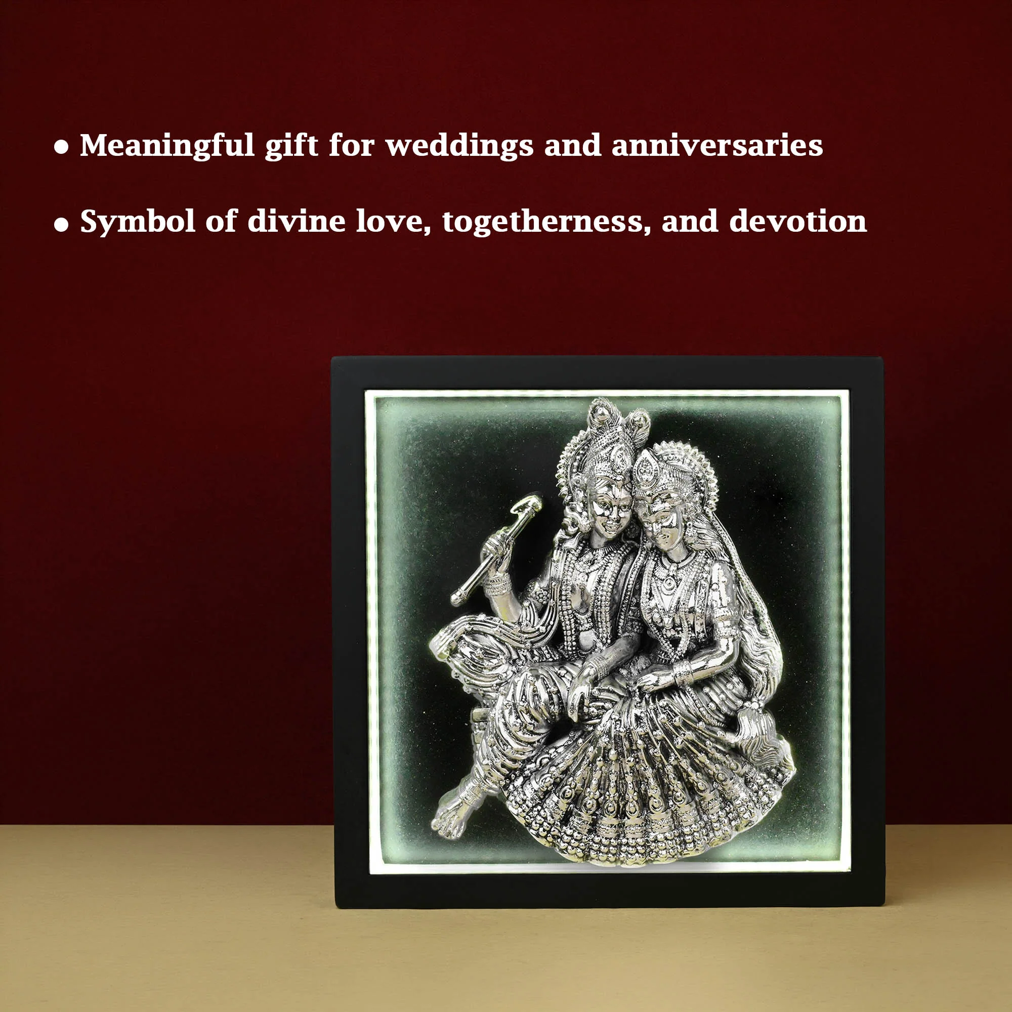999 Silver Plated Radha Krishna LED Frame - Image 2