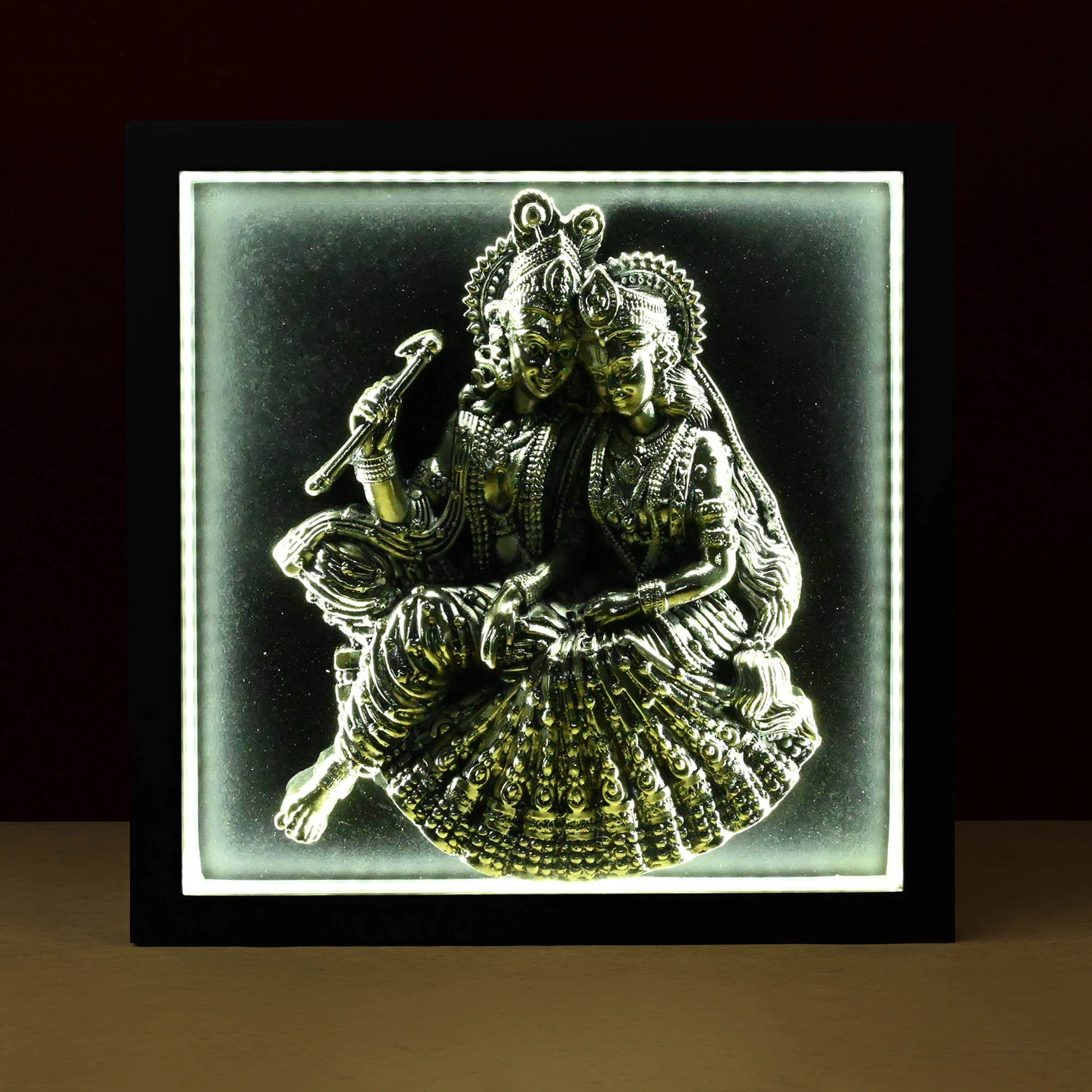 999 Silver Plated Radha Krishna LED Frame - Image 5