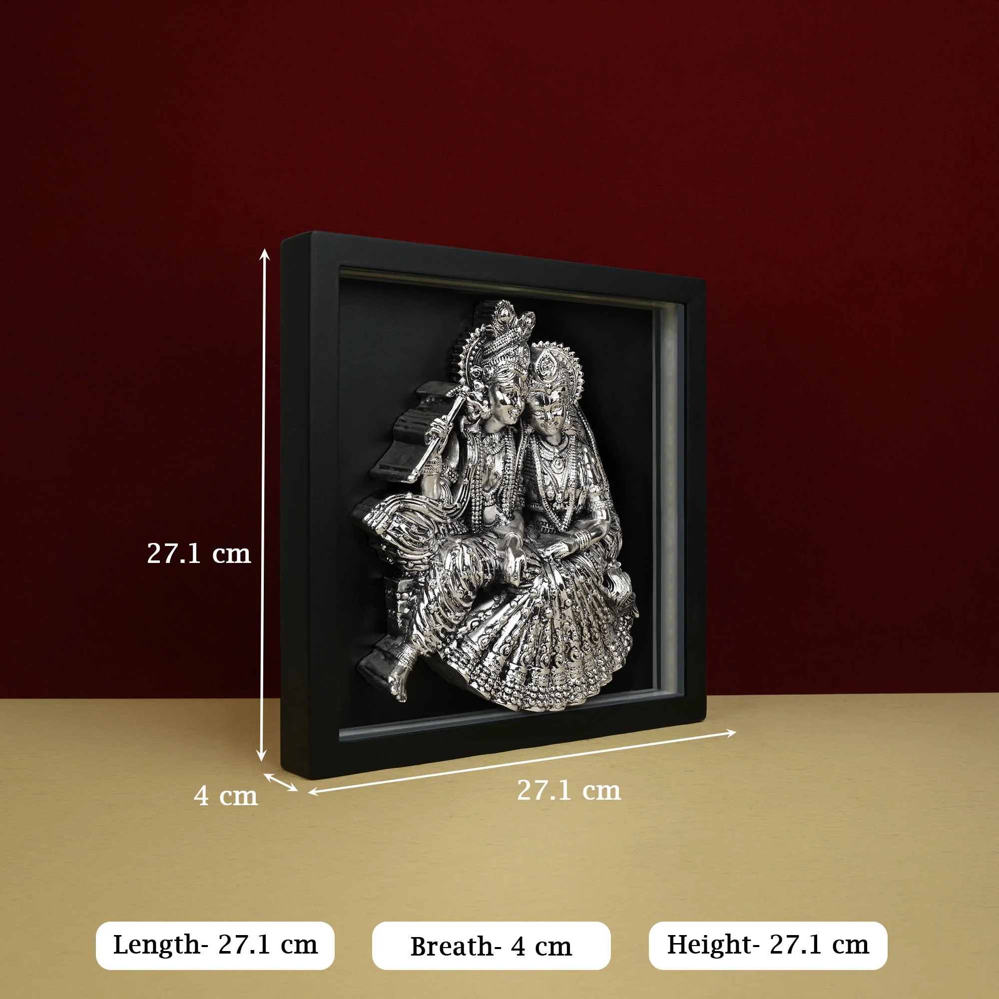 999 Silver Plated Radha Krishna LED Frame - Image 6