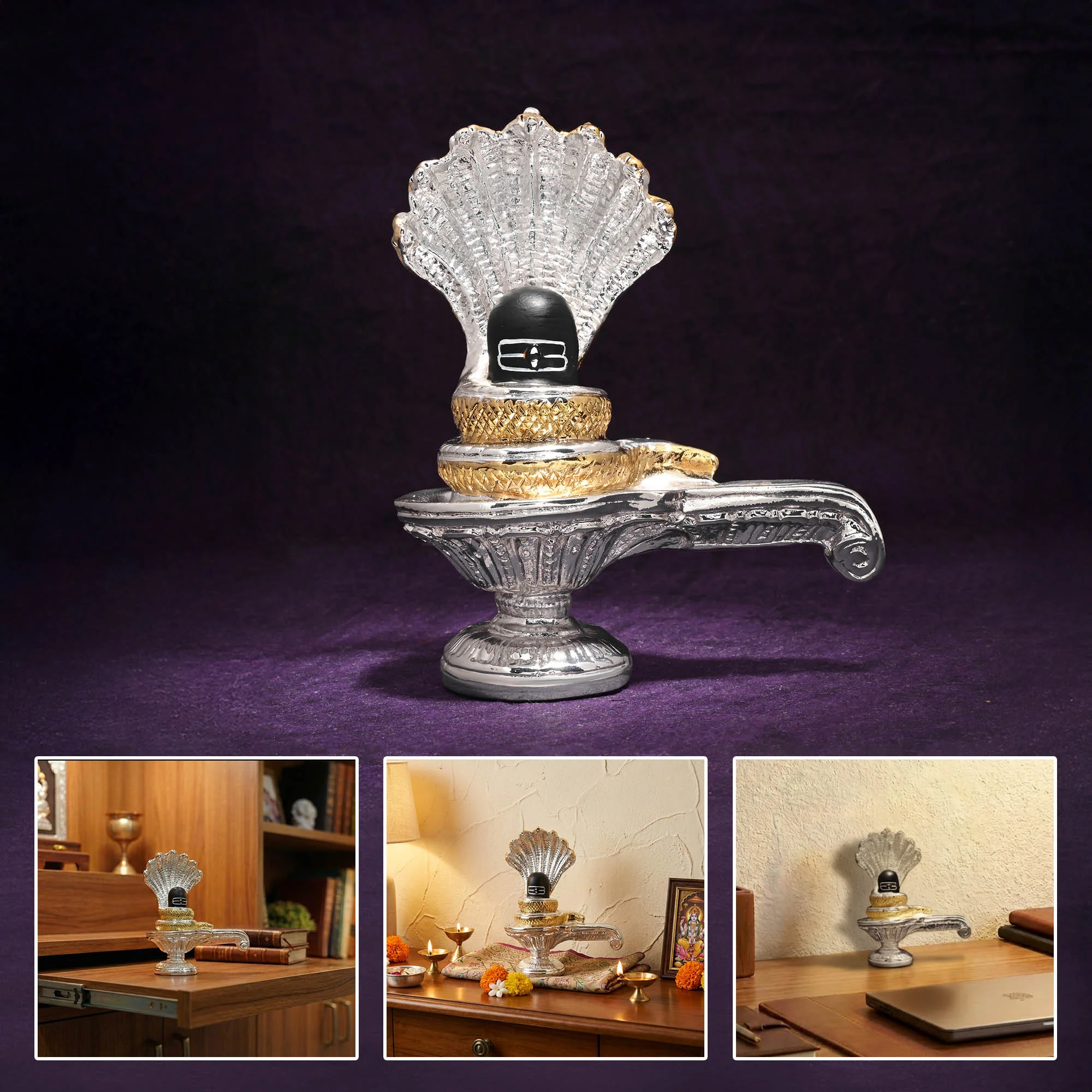 999 Silver Plated Shivling Idol - Image 6