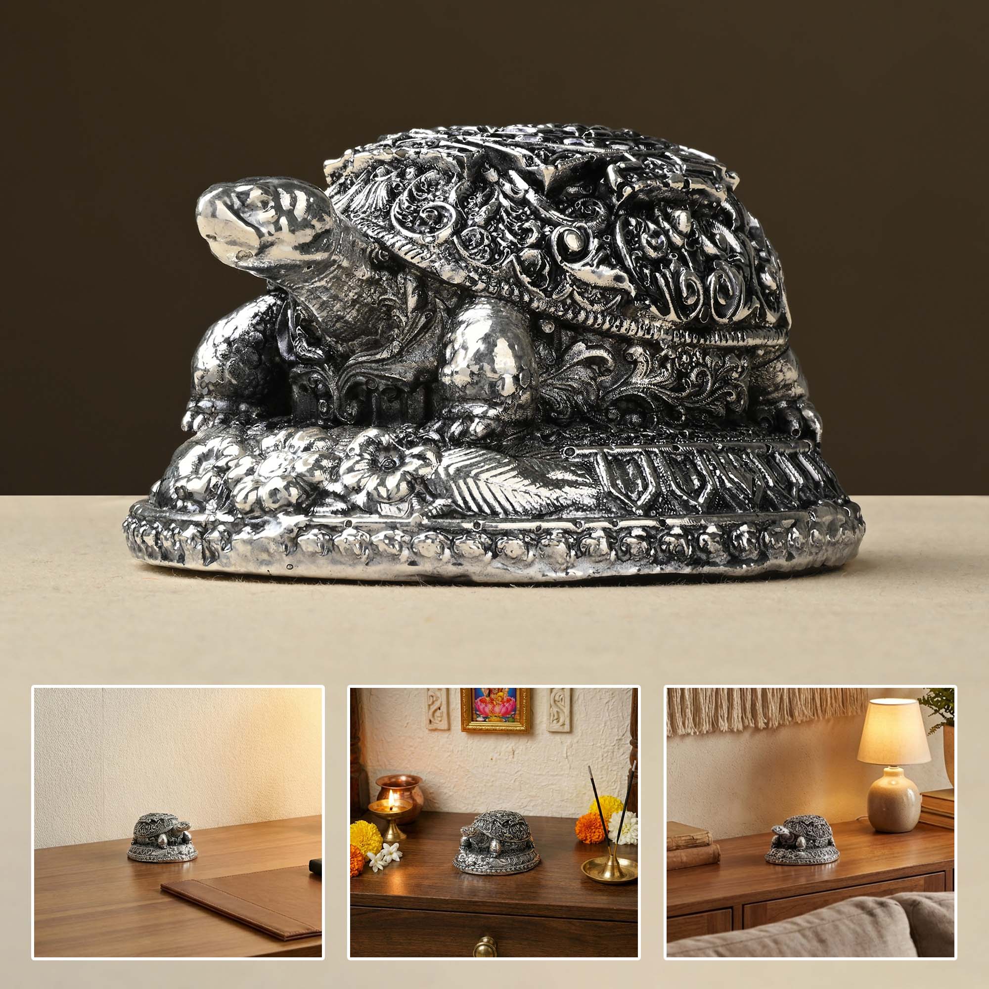 999 Silver Plated Tortoise Idol - Image 6