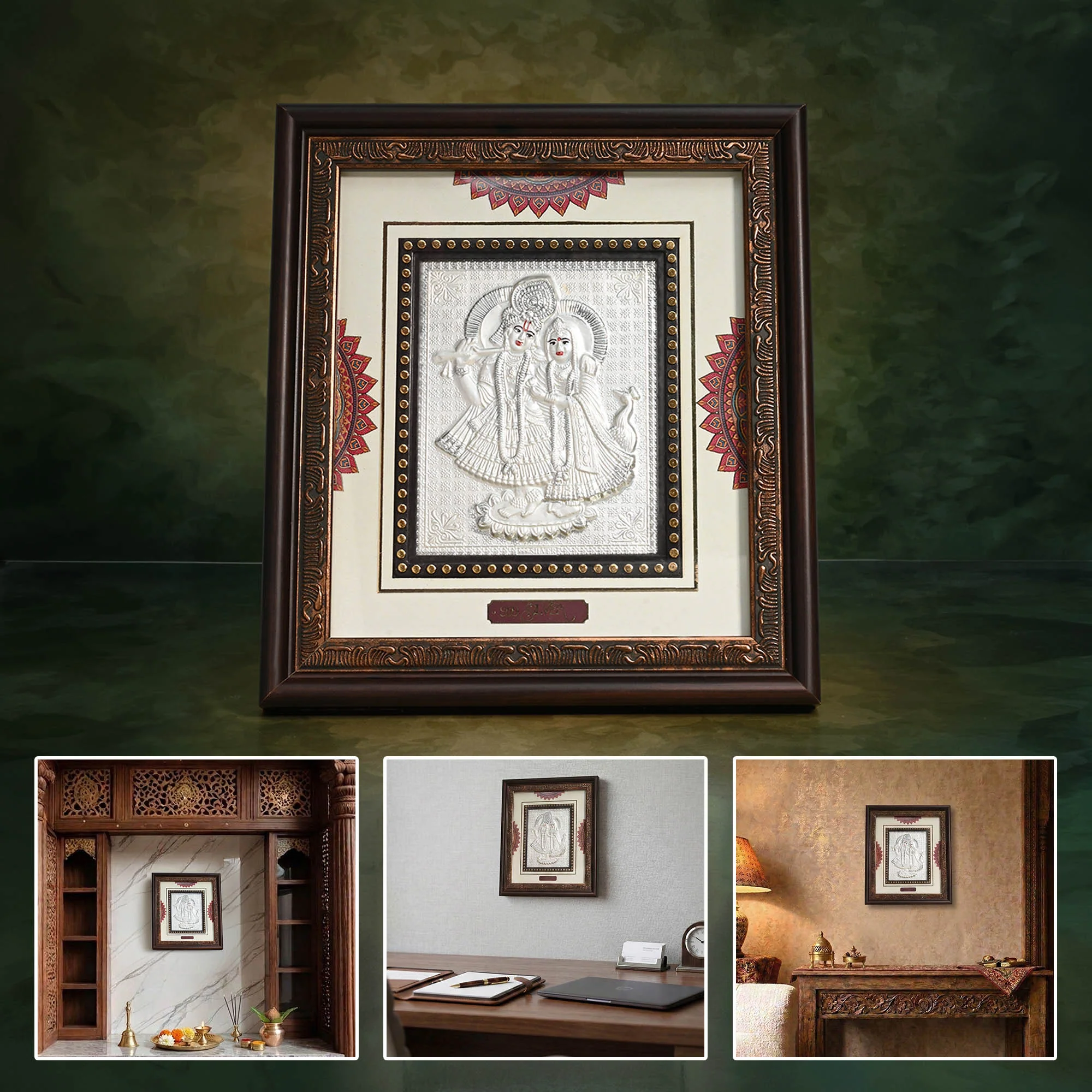 999 Silver Radha Krishna Art Frame - Image 6