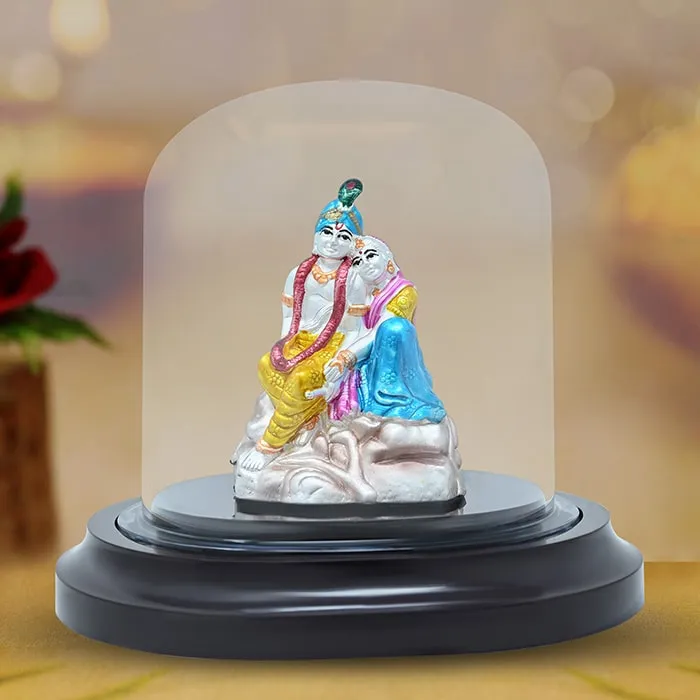 999 Silver Radiant Radha Krishna Idol - Image 3