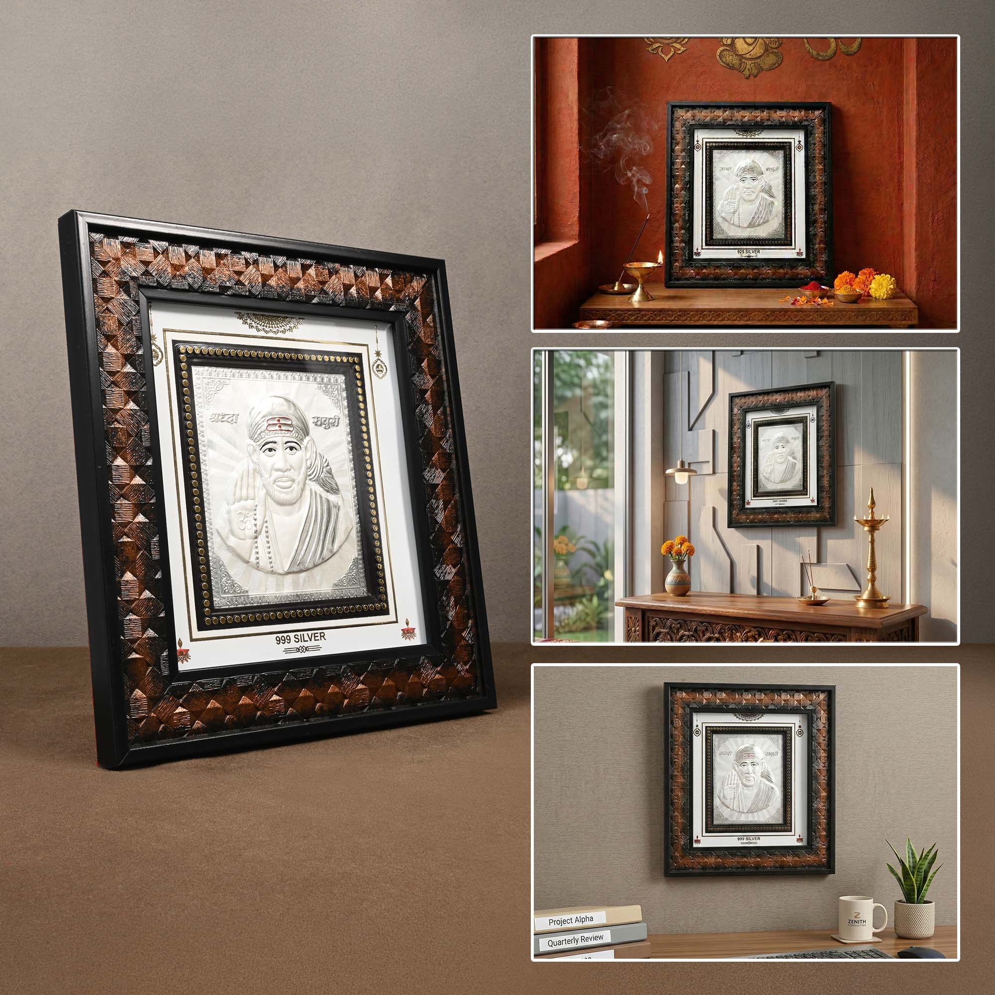 999 Silver Sai Baba Wall Frame - Image 6