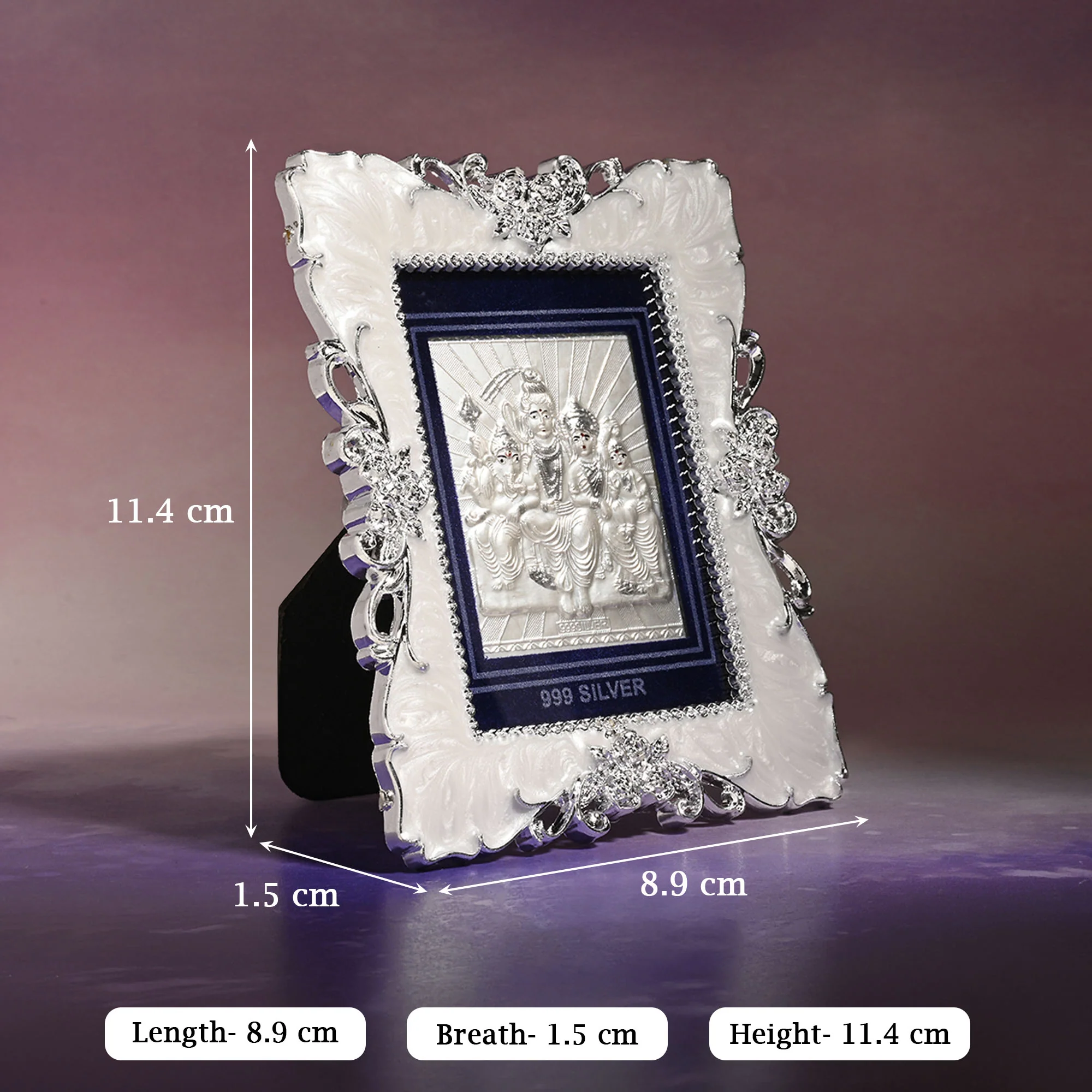 999 Silver Shiv Parivar Frame - Image 5
