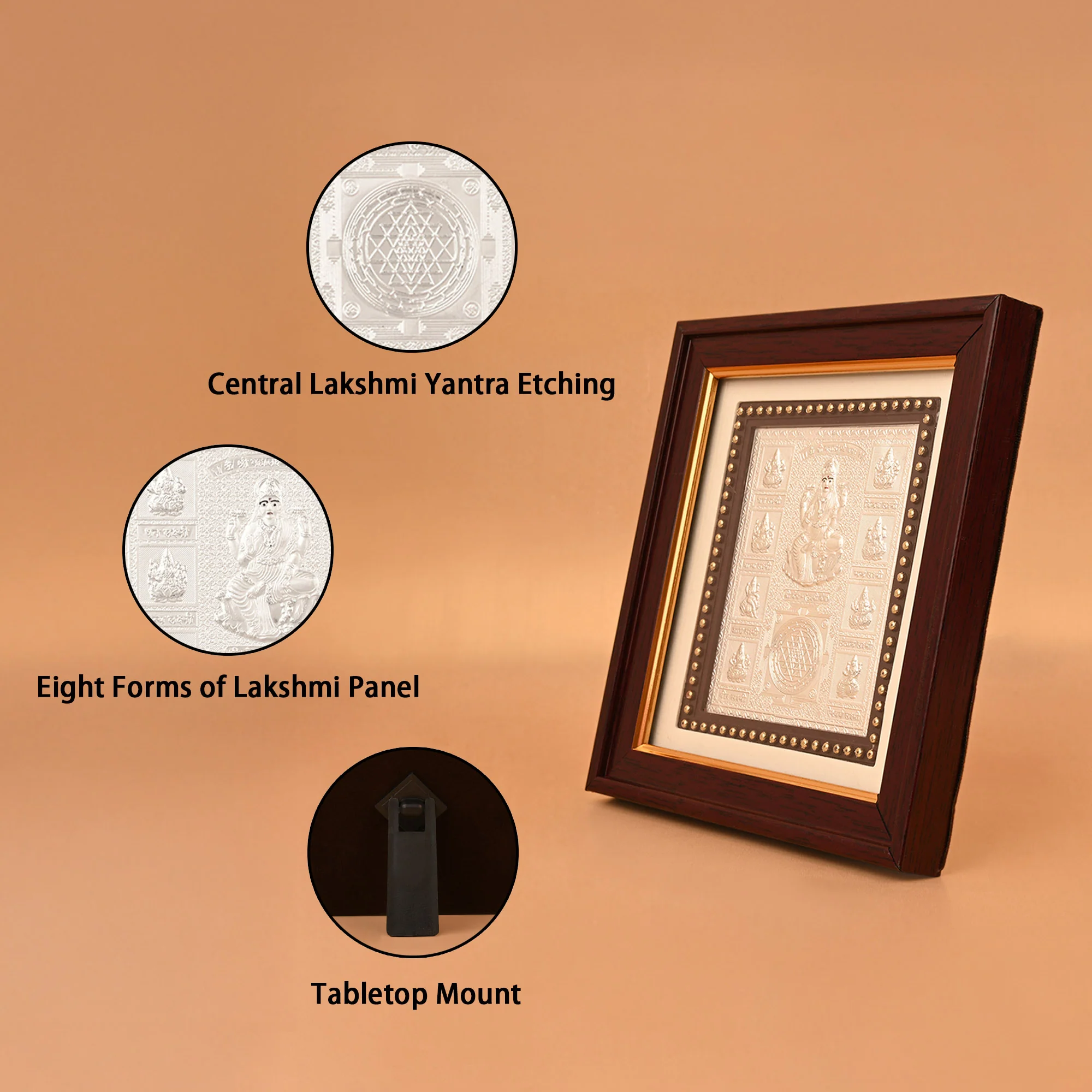 999 Silver Shree Ashtalakshmi Yantra Frame - Image 3