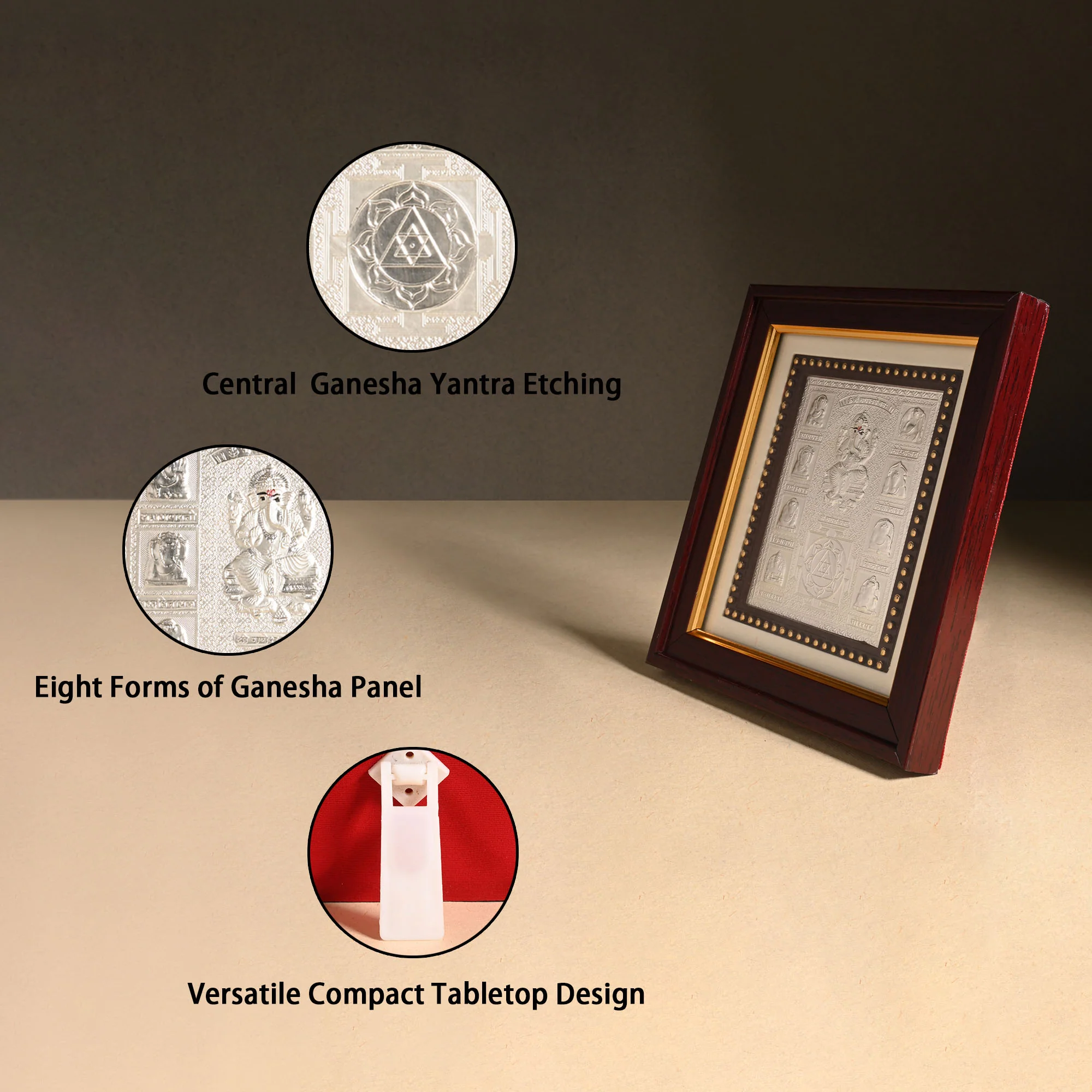 999 Silver Shree Ashtavinayak Yantra Frame - Image 3
