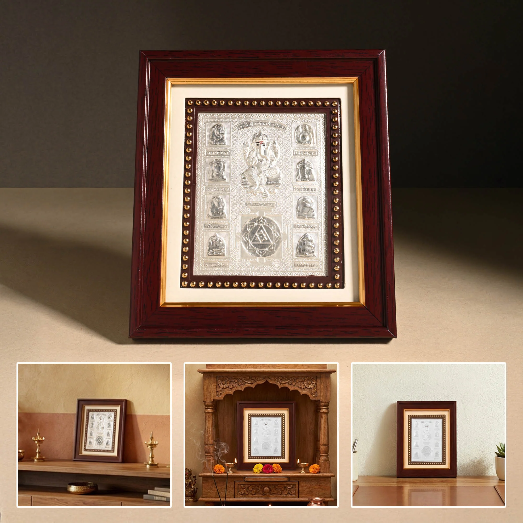999 Silver Shree Ashtavinayak Yantra Frame - Image 6