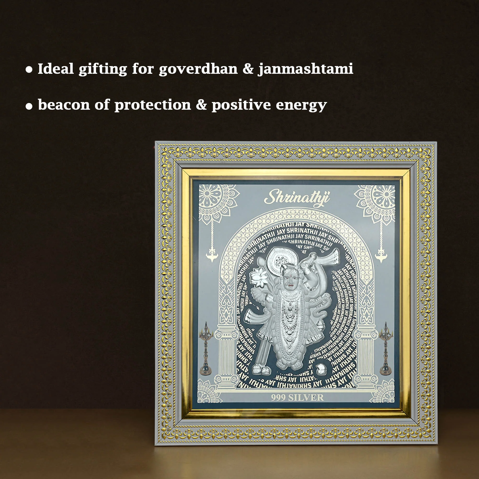 999 Silver Shrinathji Wall Frame - Image 2