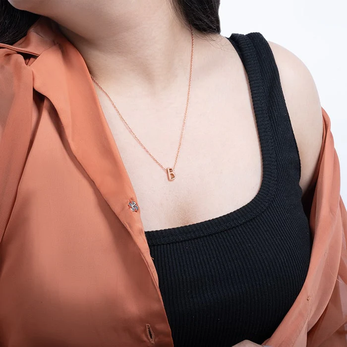 "B" Initial Necklace - Image 3