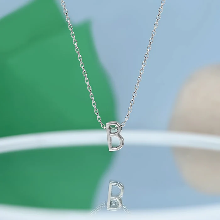 "B" Initial Necklace - Image 8