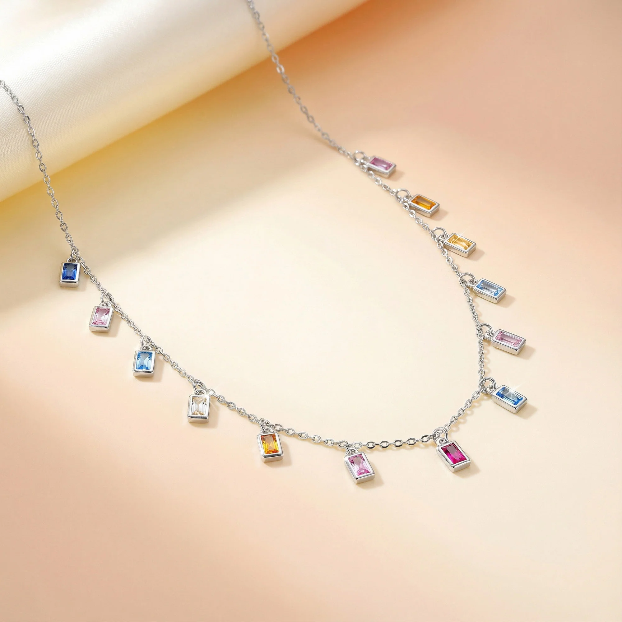 Baguette Drop Charm Necklace