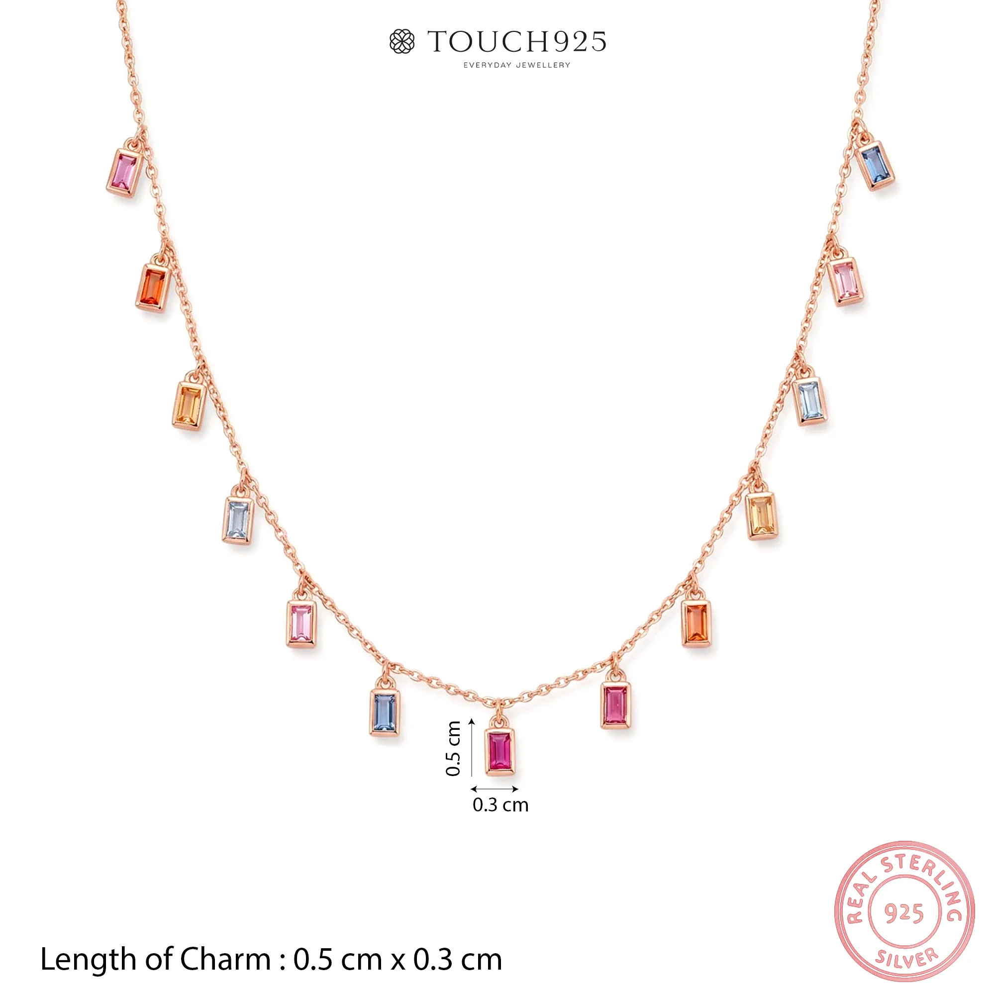 Baguette Drop Charm Necklace - Image 12