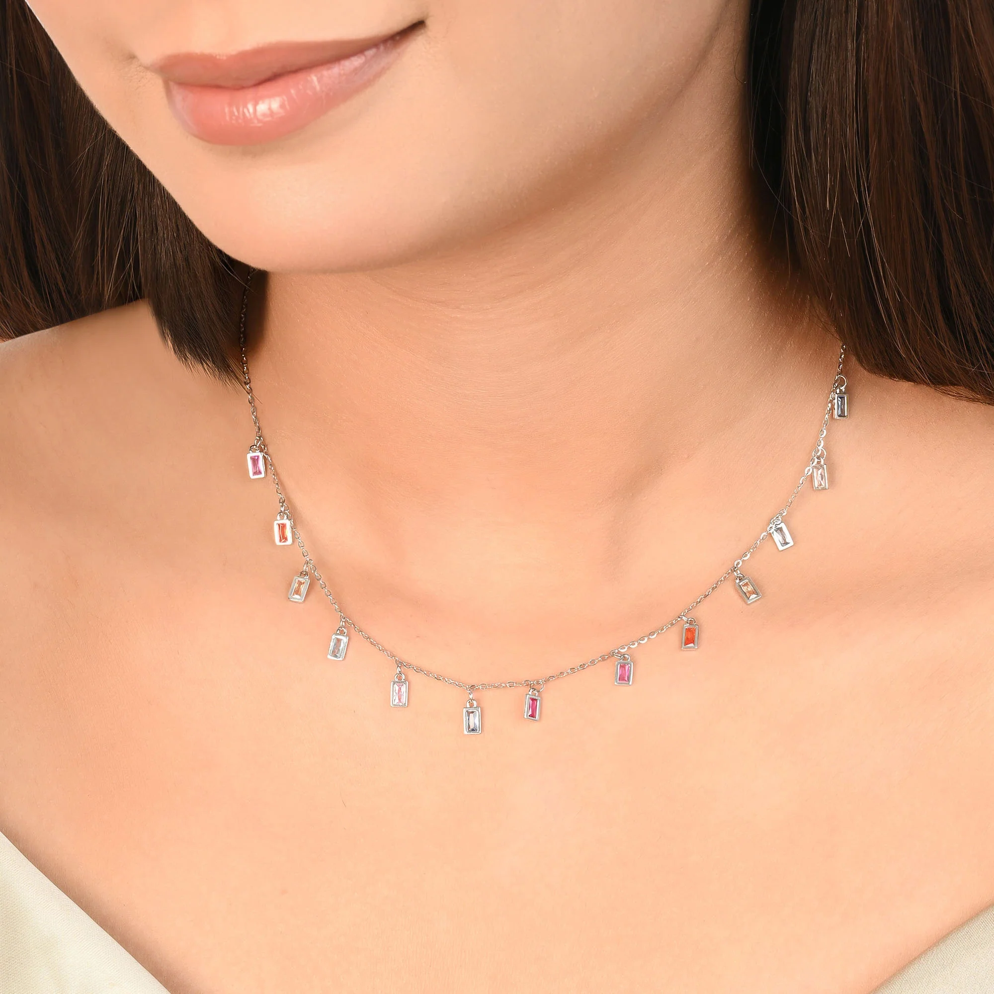 Baguette Drop Charm Necklace - Image 3