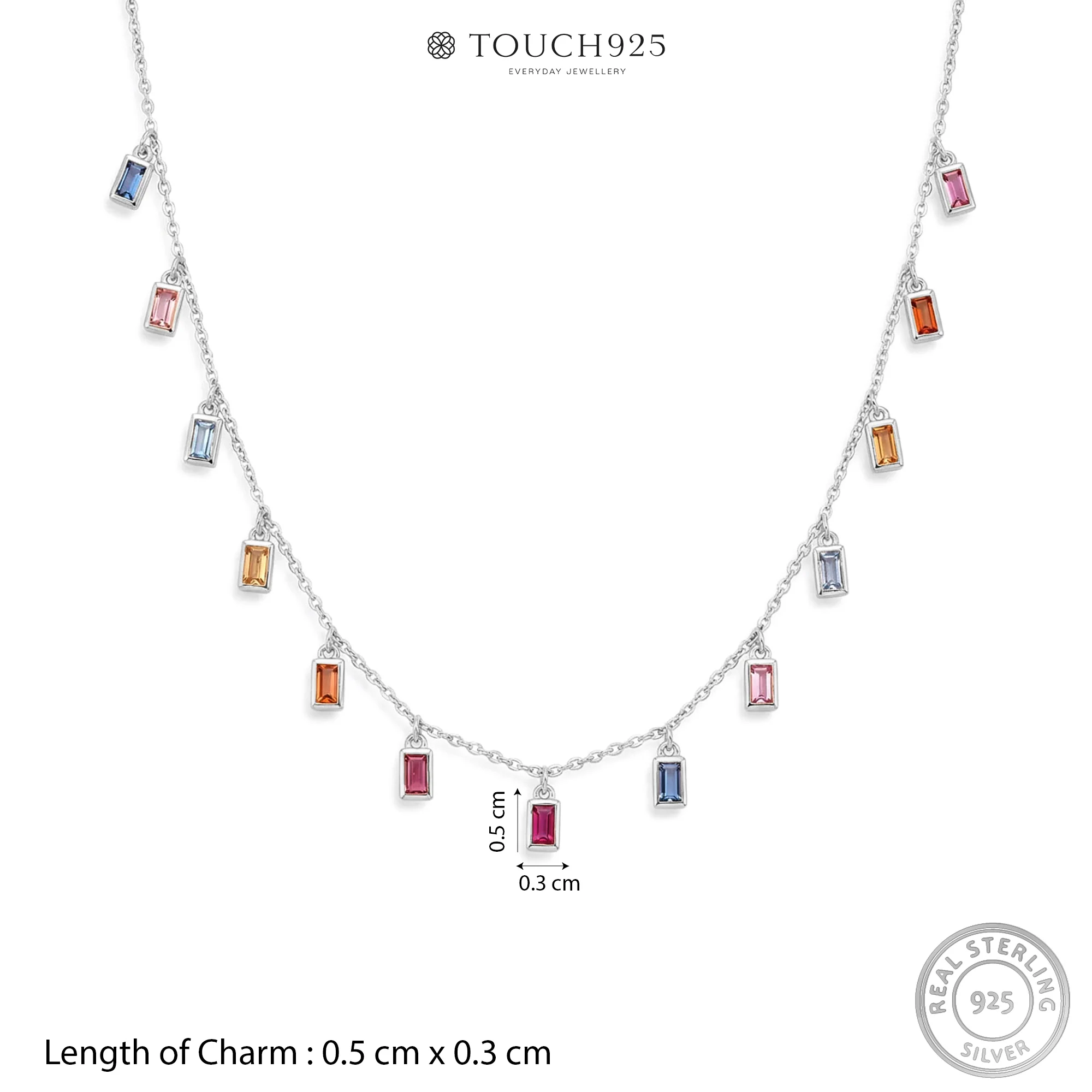 Baguette Drop Charm Necklace - Image 7