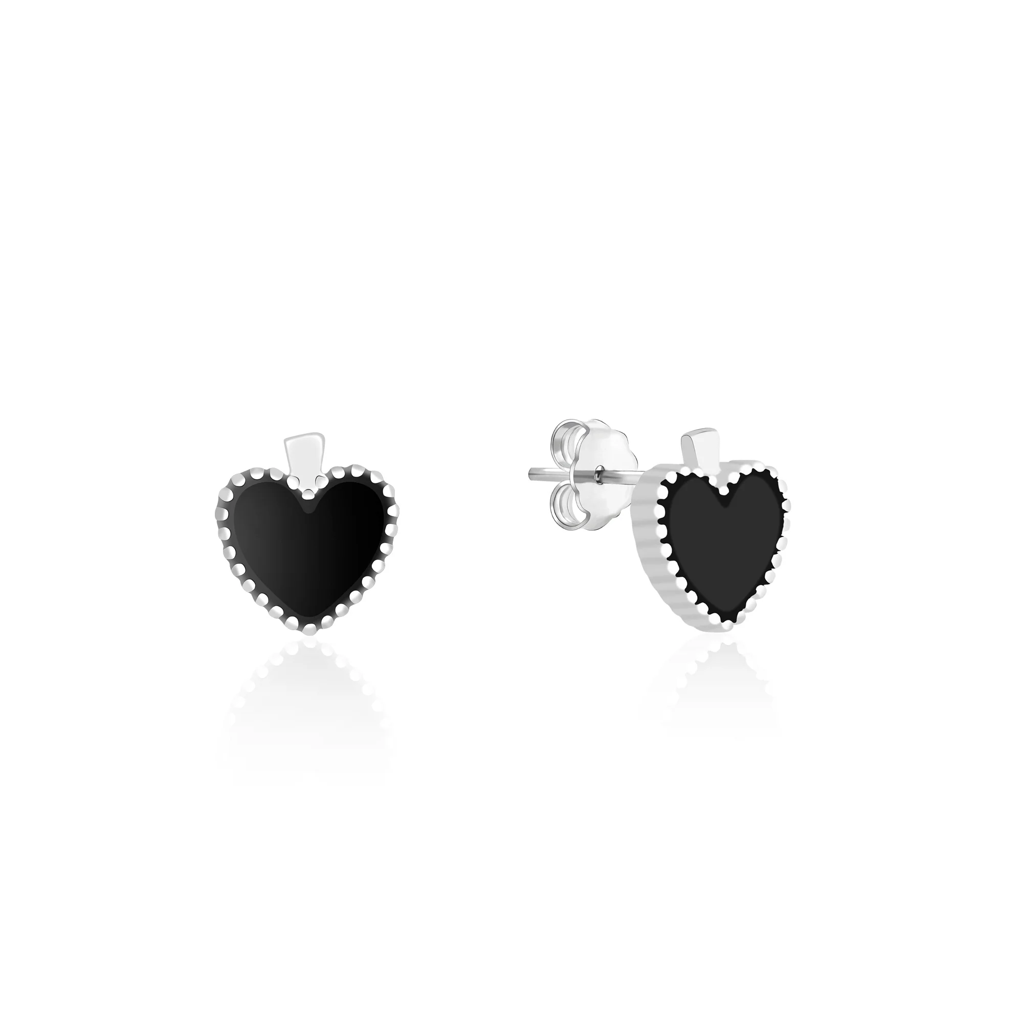 Beaded Edge Heart Stud Earrings - Image 2