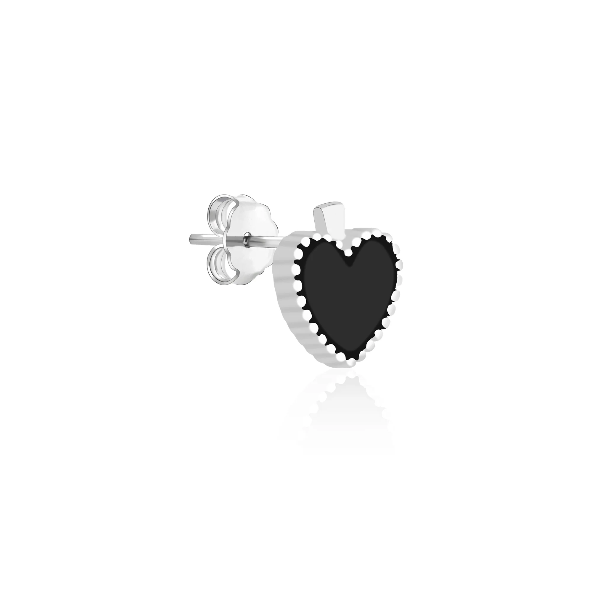 Beaded Edge Heart Stud Earrings - Image 6