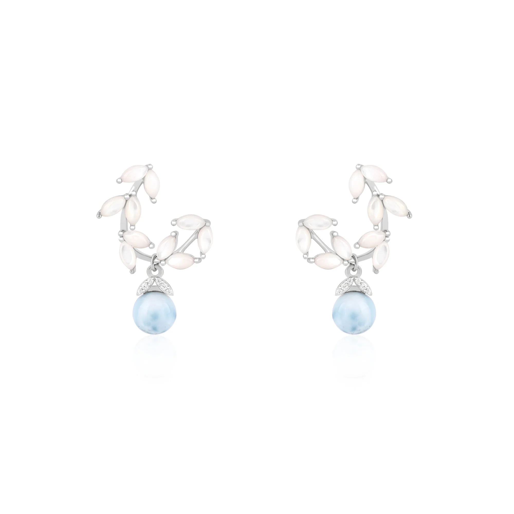 Pearl Beads Leaf Earring - Image 2