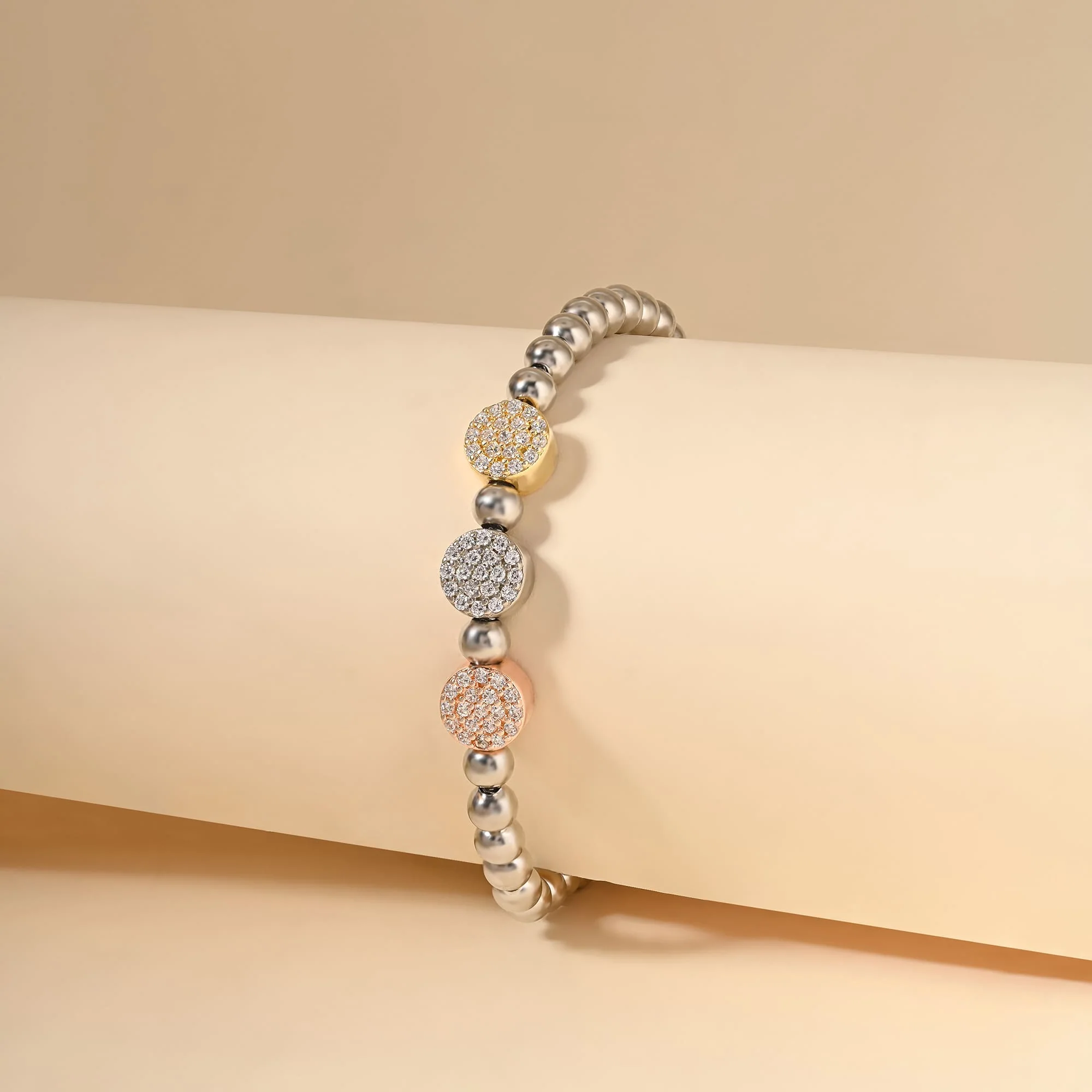 Beaded Multicolour CZ Silver Bracelet - Image 3