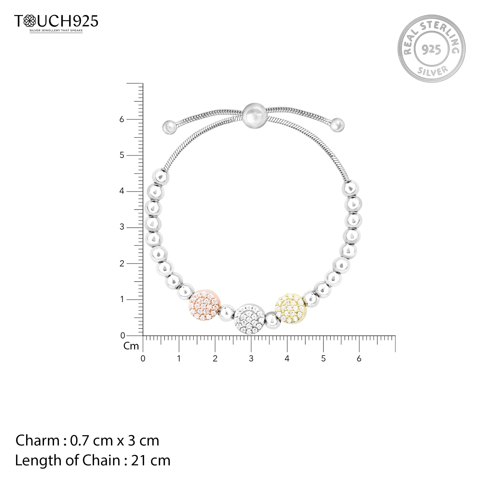 Beaded Multicolour CZ Silver Bracelet - Image 5
