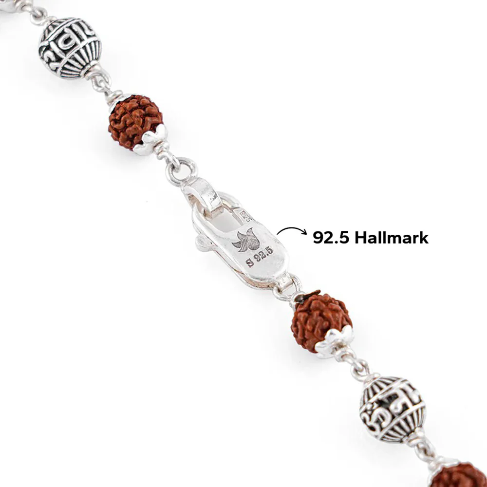Beaded Rudraksha Silver Chain - Image 4