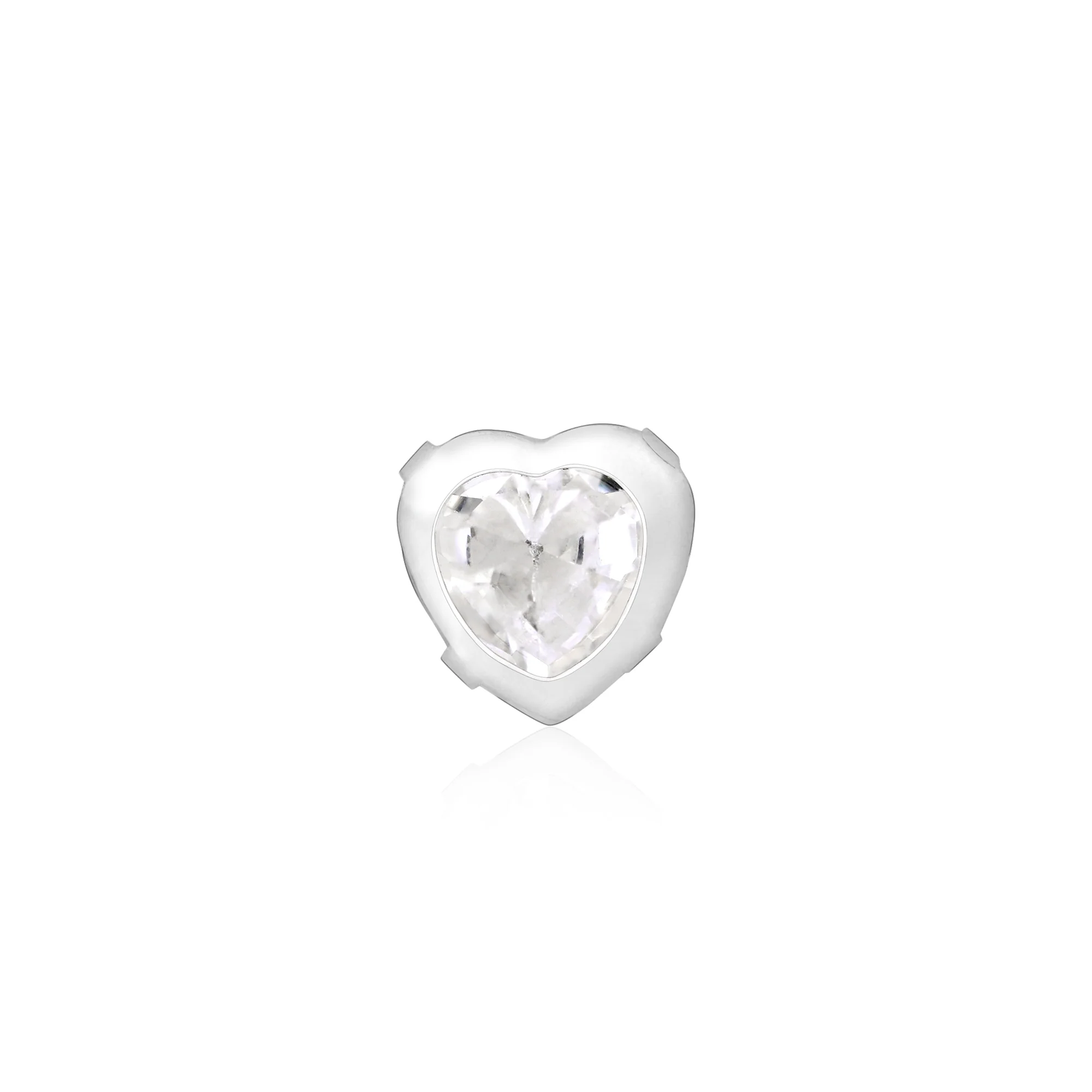 Bezel Heart-Stone Silver Nose Pin - Image 5