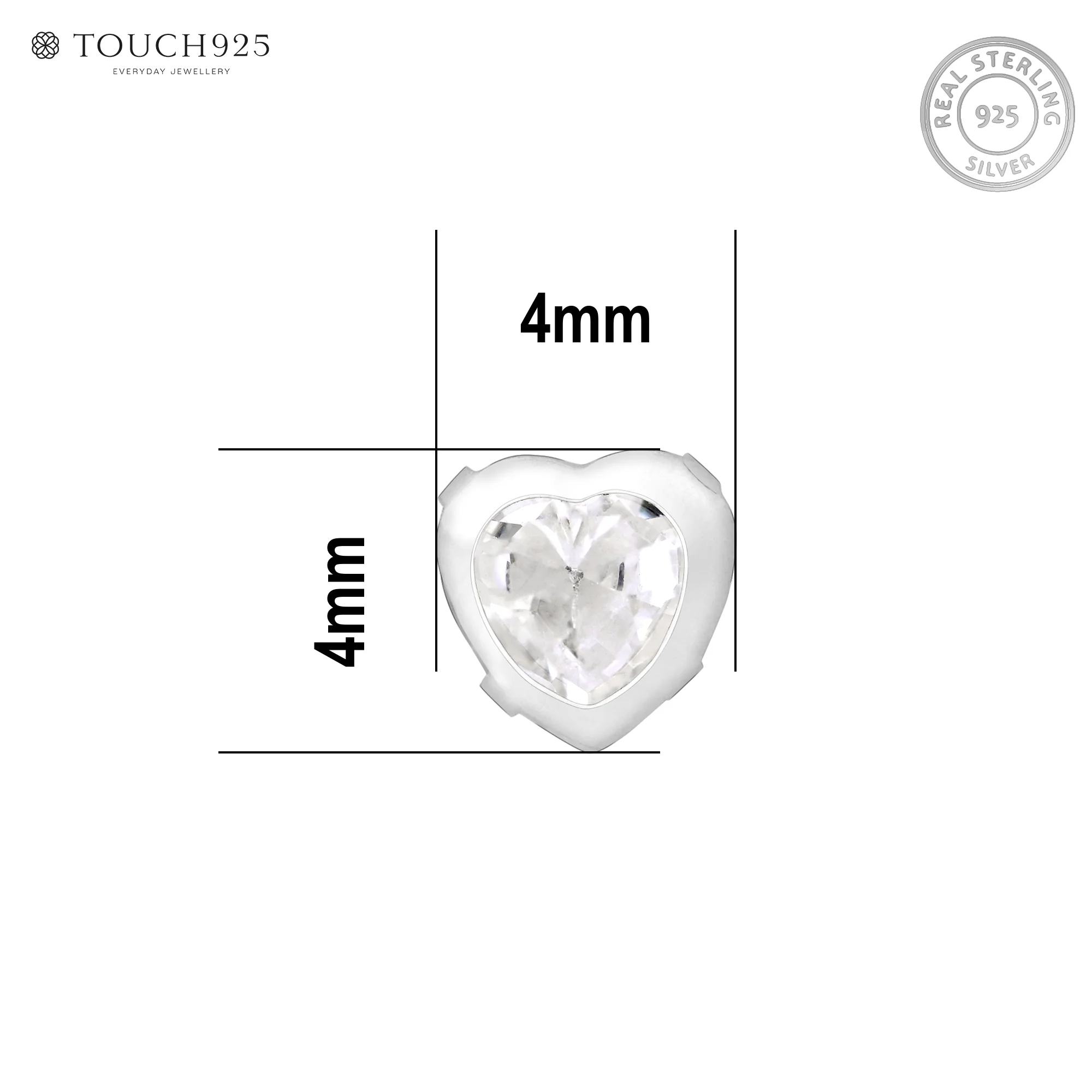 Bezel Heart-Stone Silver Nose Pin - Image 6