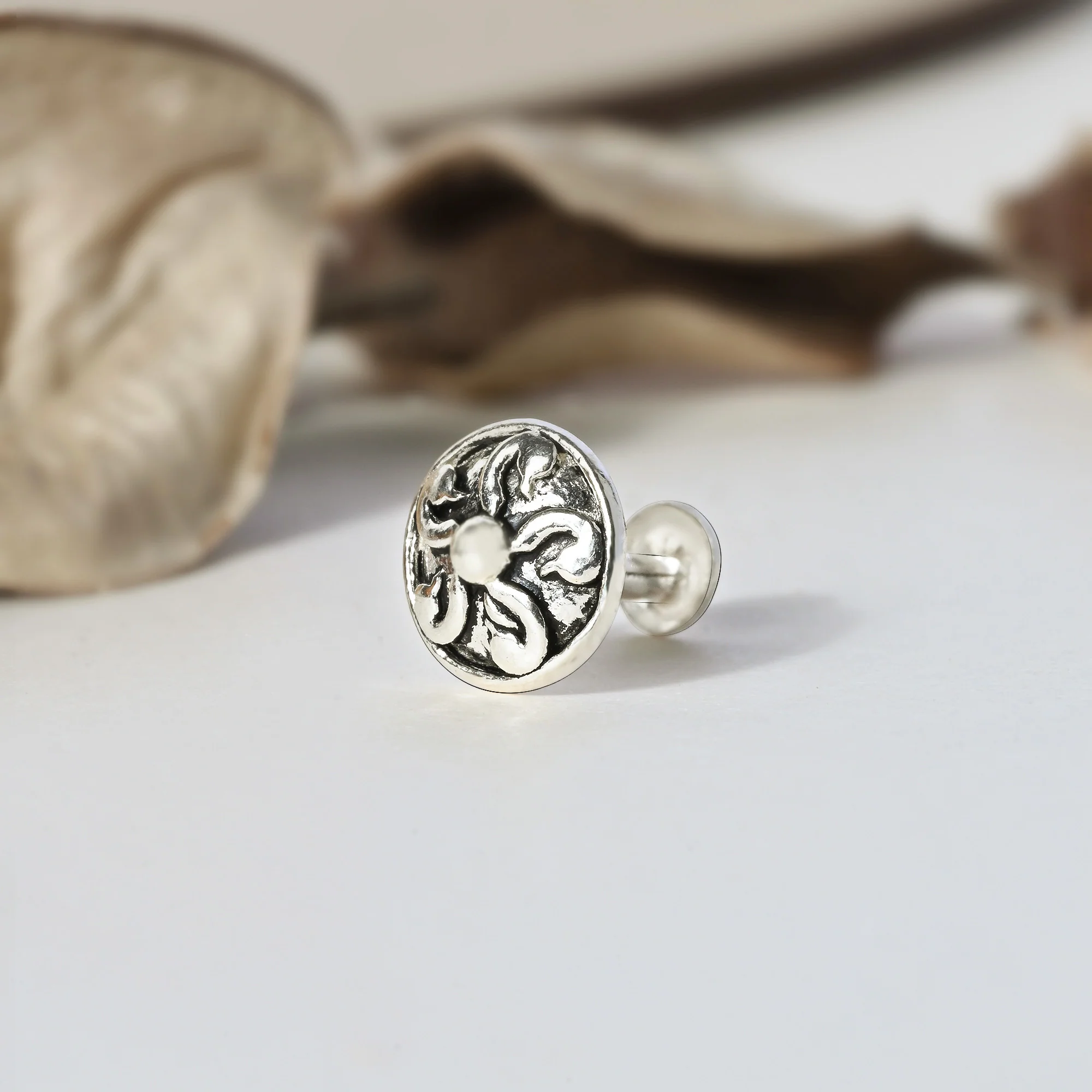 Bird Motif Oxidised Nose Pin