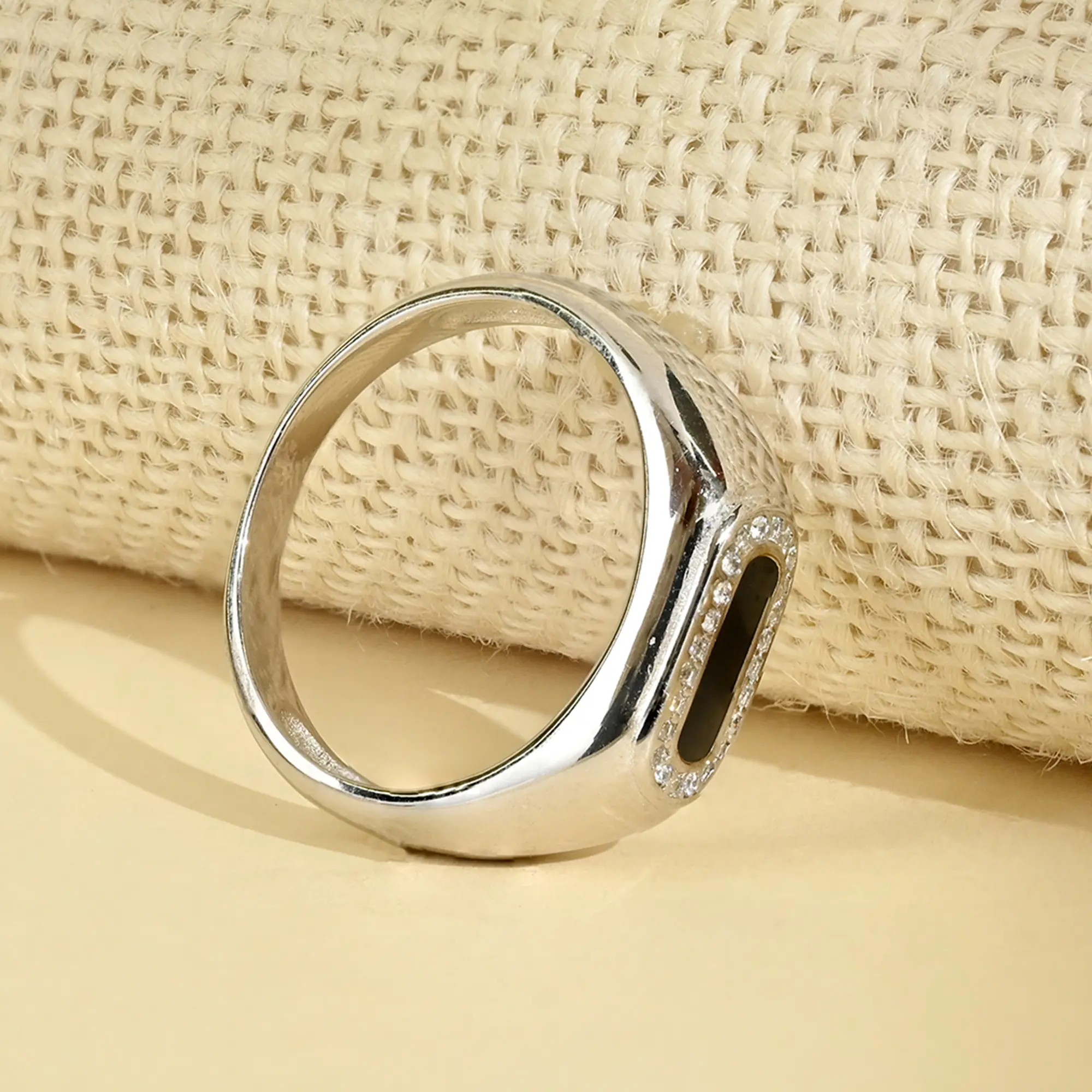 Black Enamel Men's Ring - Image 2