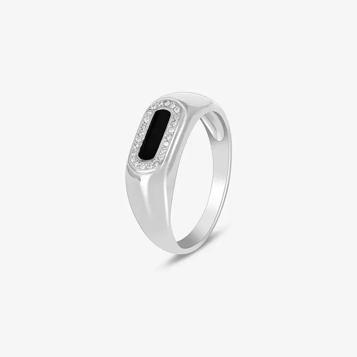 Black Enamel Men's Ring - Image 4