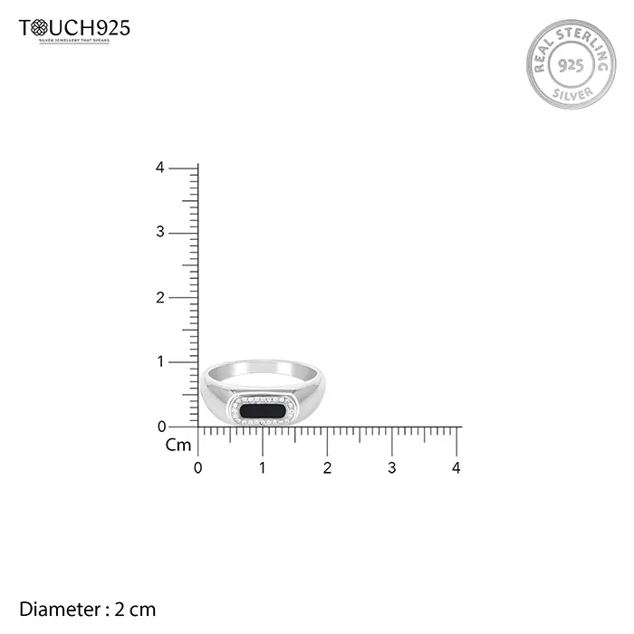 Black Enamel Men's Ring - Image 5