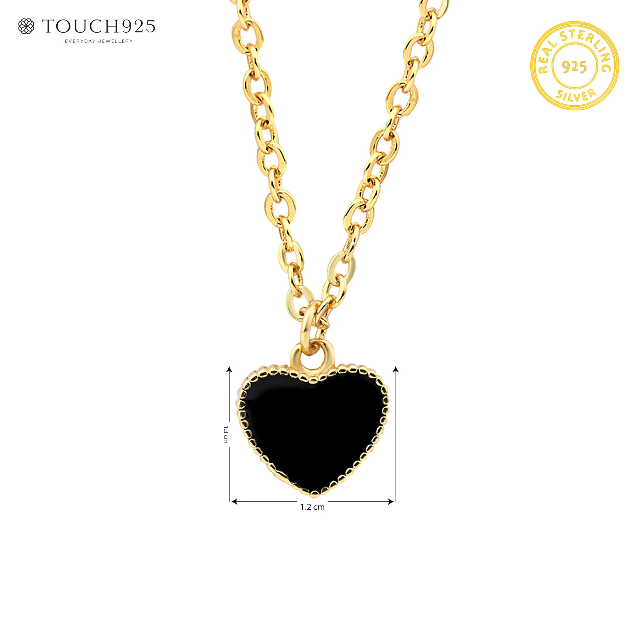 Black Heart Pavé Disc Necklace - Image 6