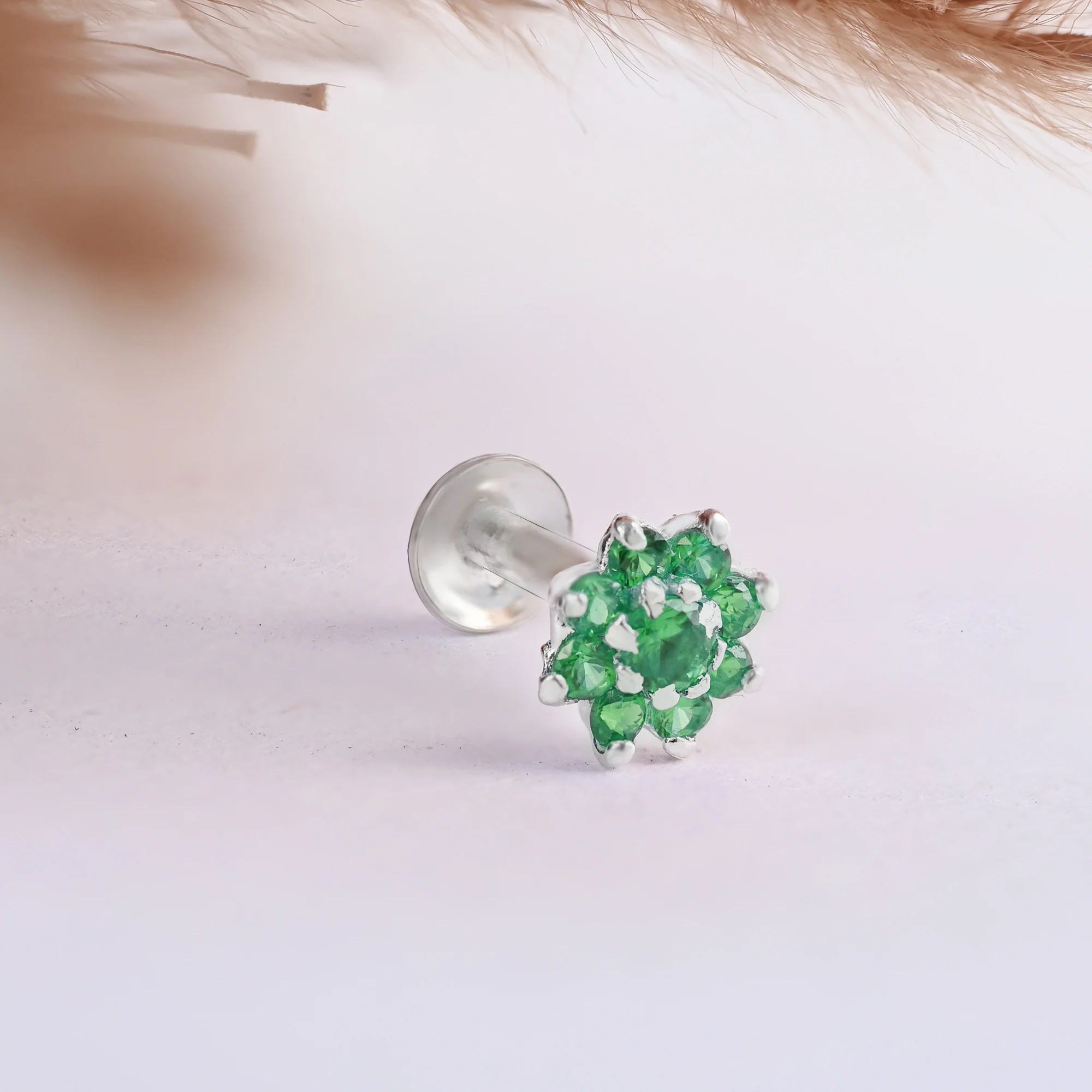 Bloom CZ Silver Nose Pin