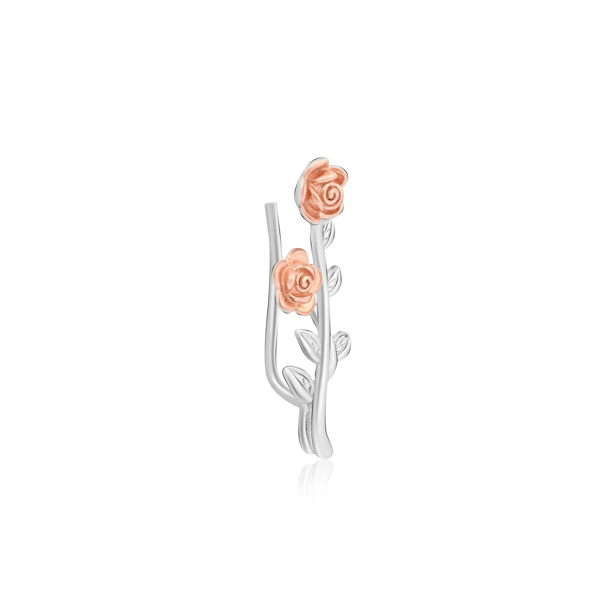 Blooming Rose Vine Silver Stud Earrings - Image 4