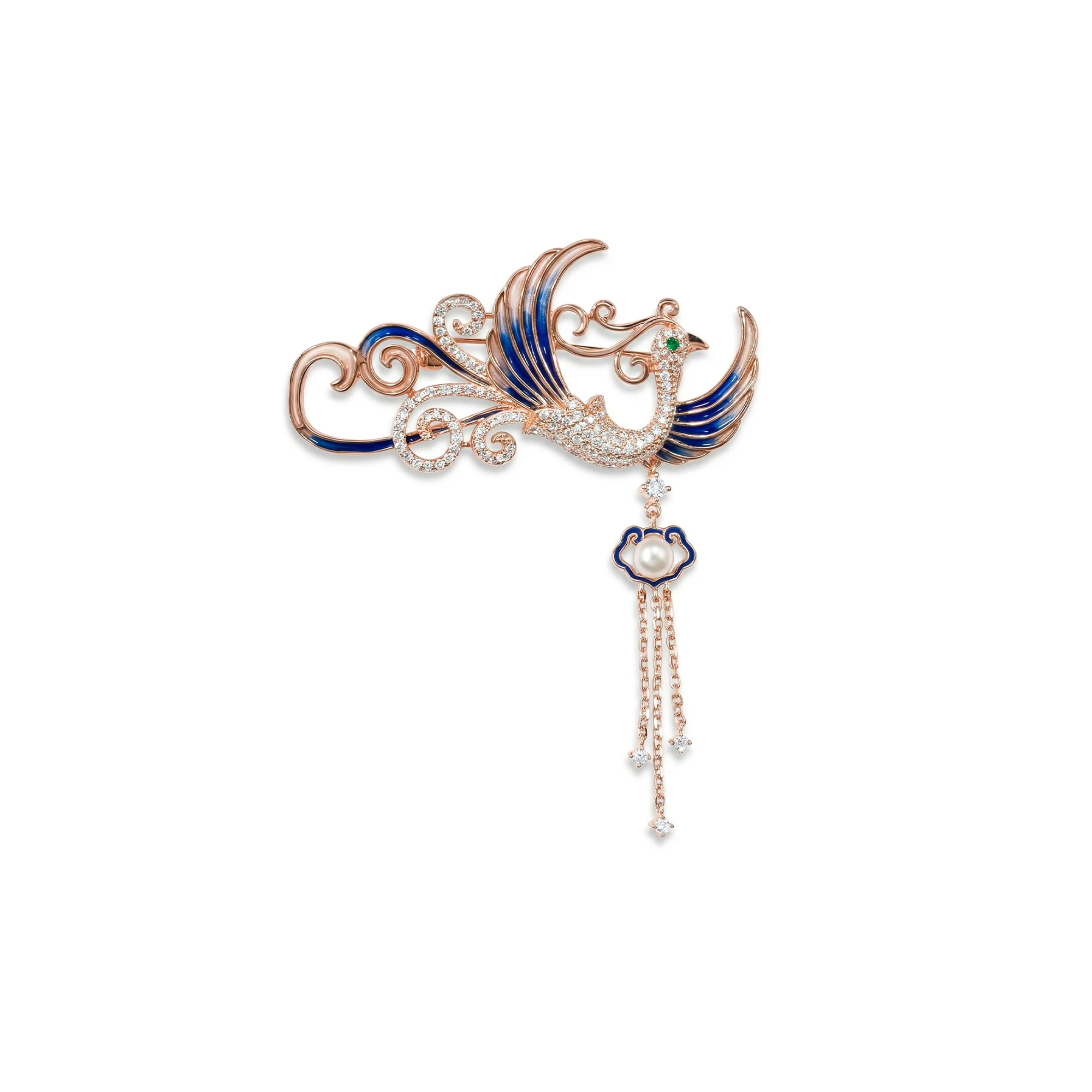 Blue Bird Pearl Brooch - Image 4