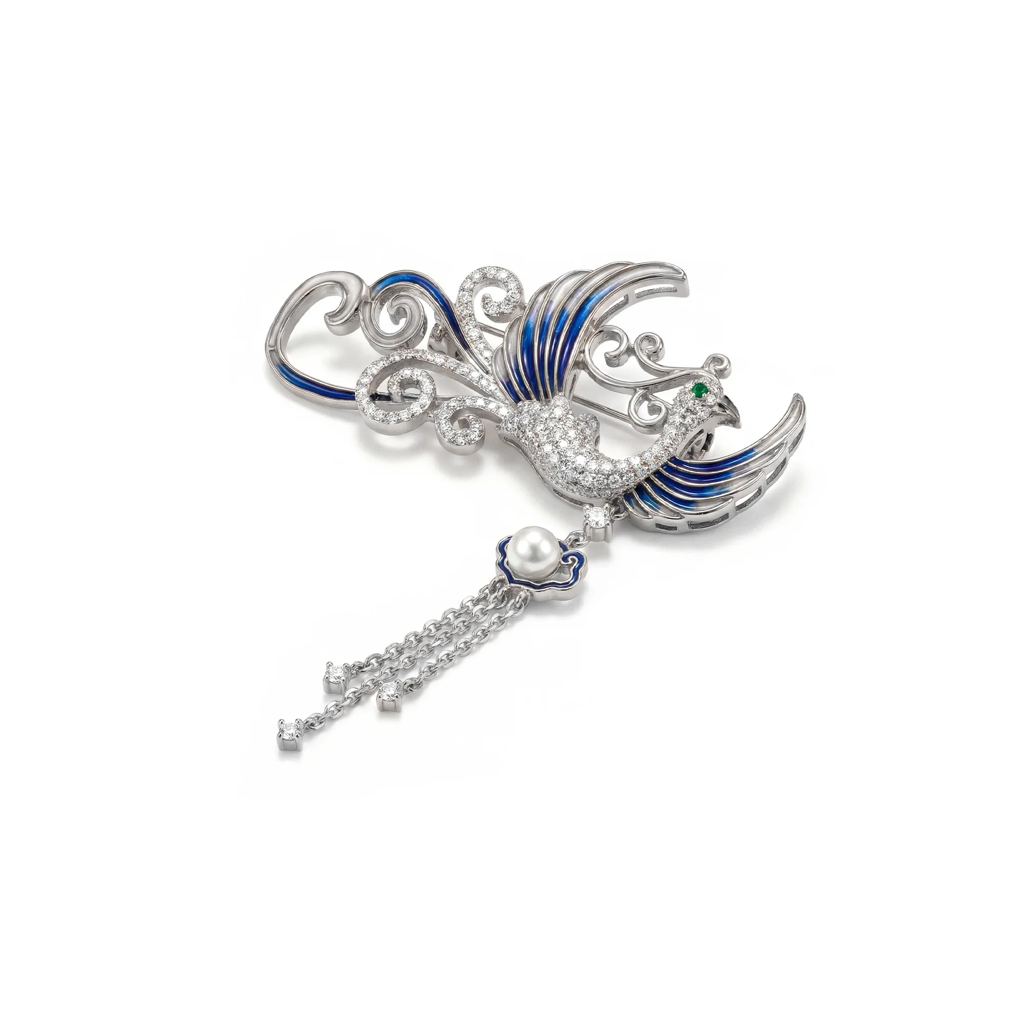 Blue Bird Pearl Brooch - Image 7
