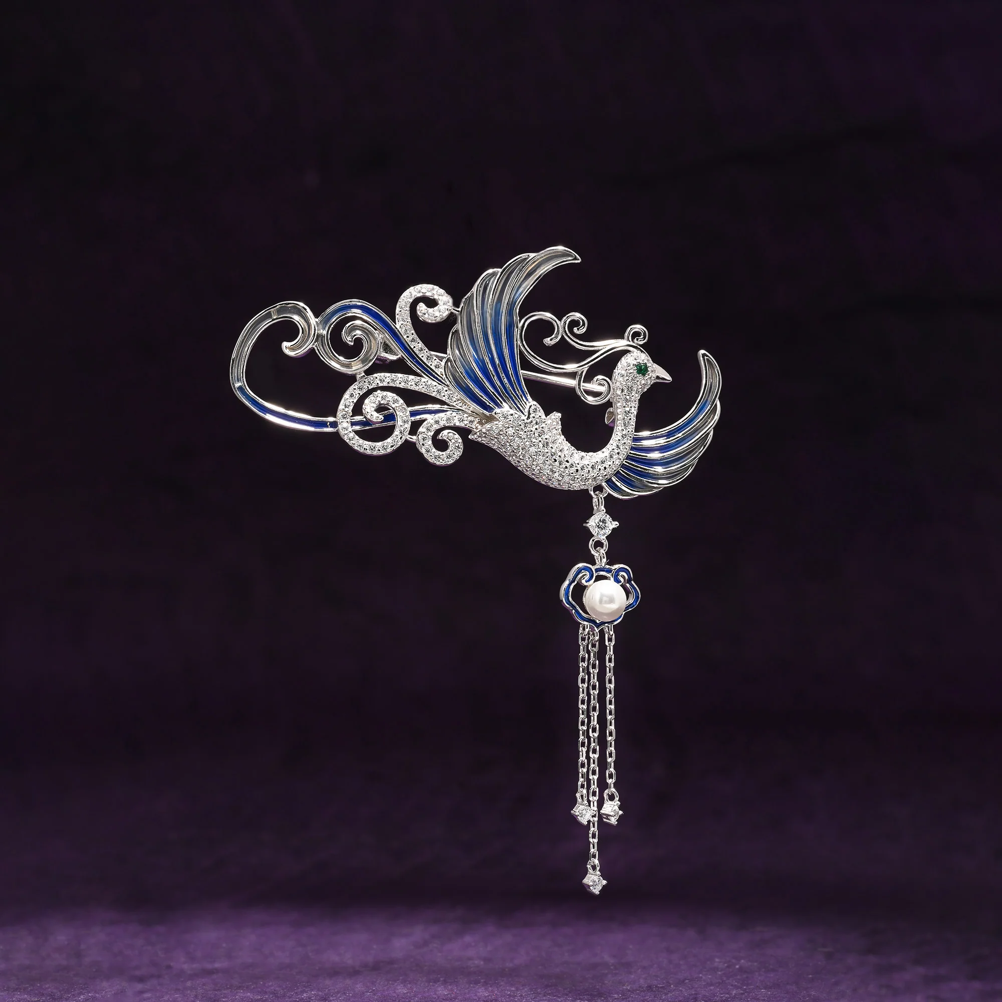 Blue Bird Pearl Brooch - Image 9