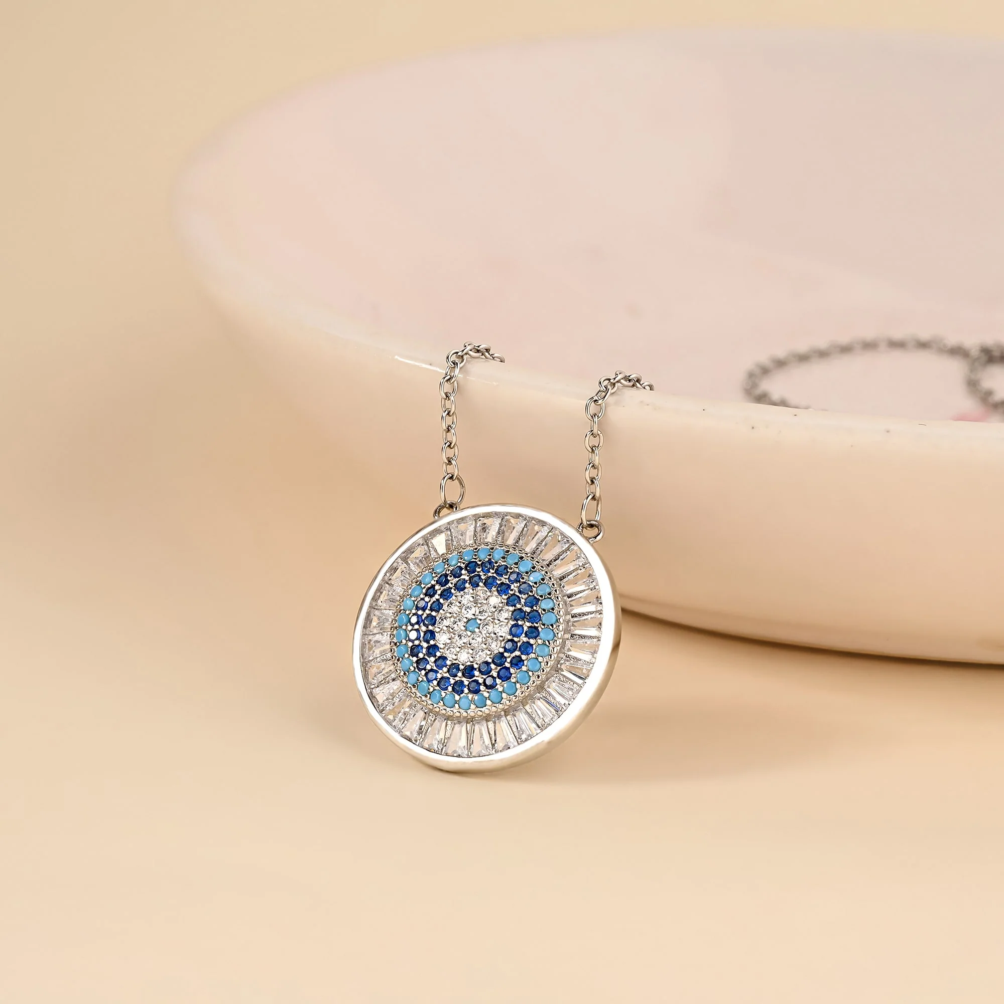Blue Stone Circle Necklace - Image 3