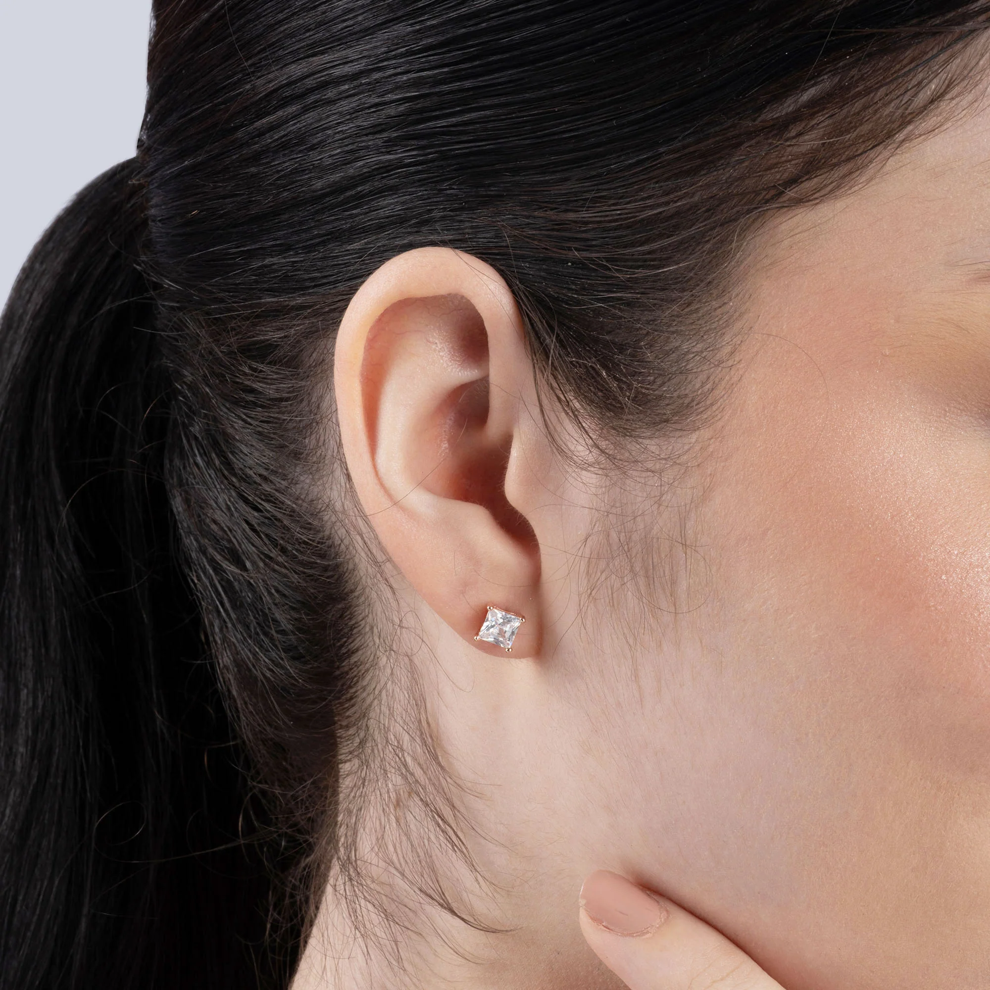 Blush Square Cut Studs - Image 3