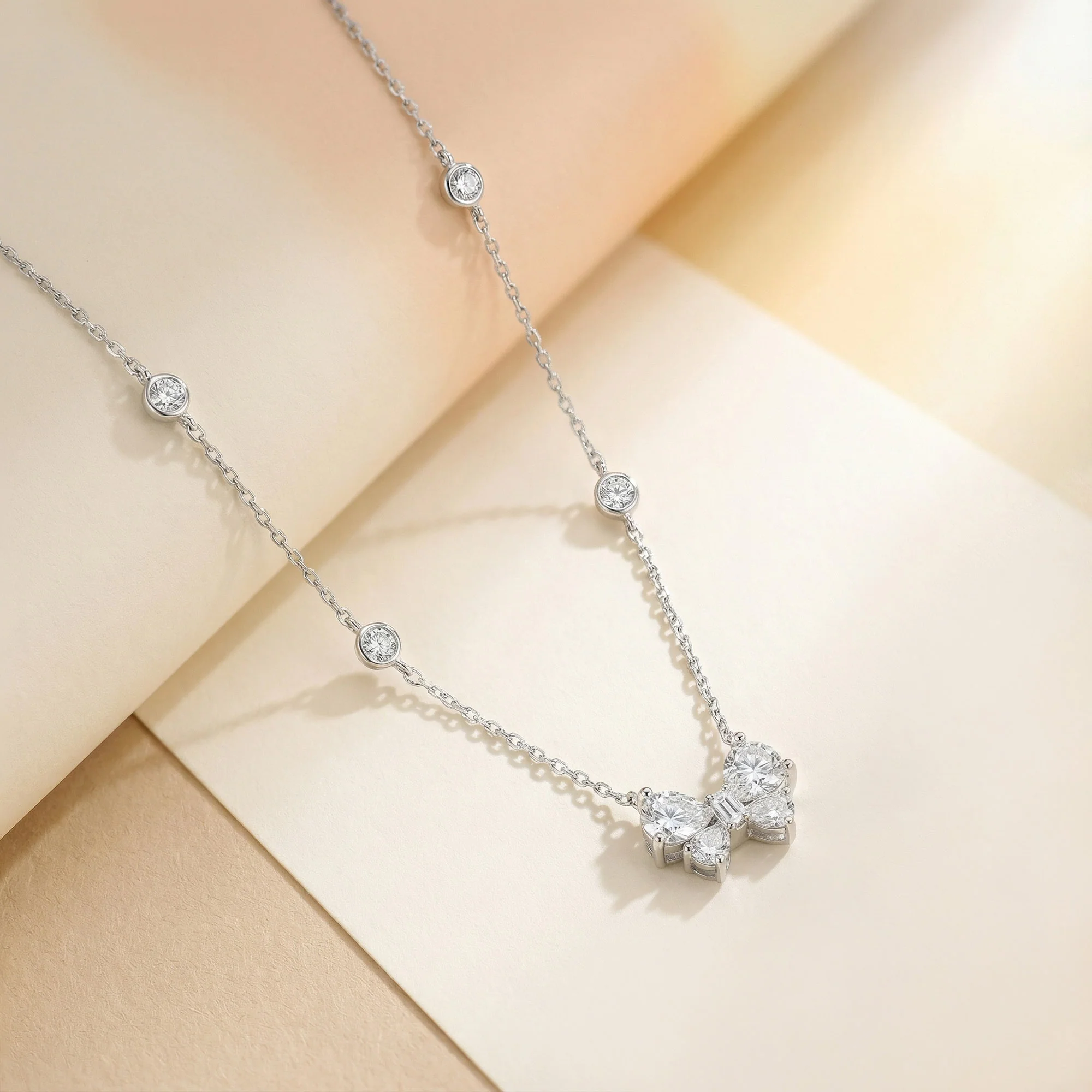 Bow Charm Station Necklace