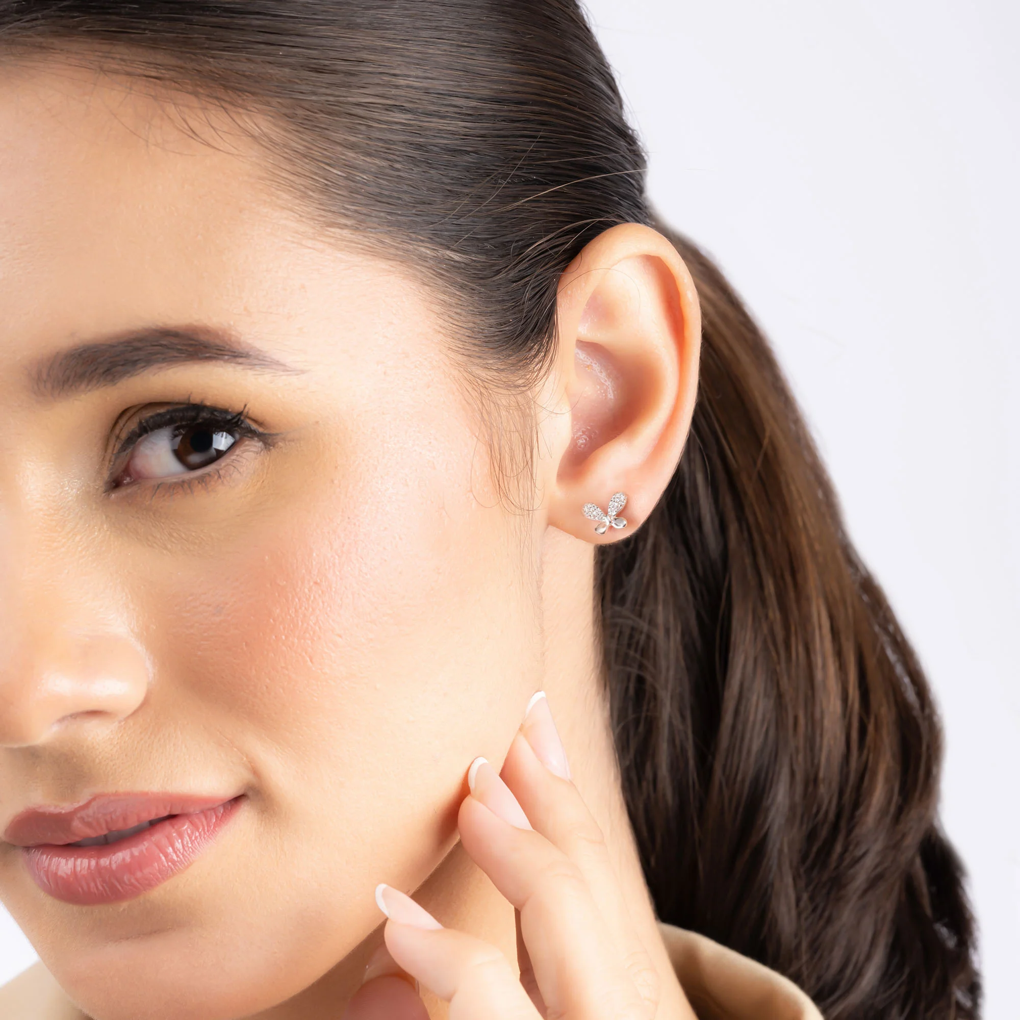 Bow Tie Stud CZ Earrings - Image 12