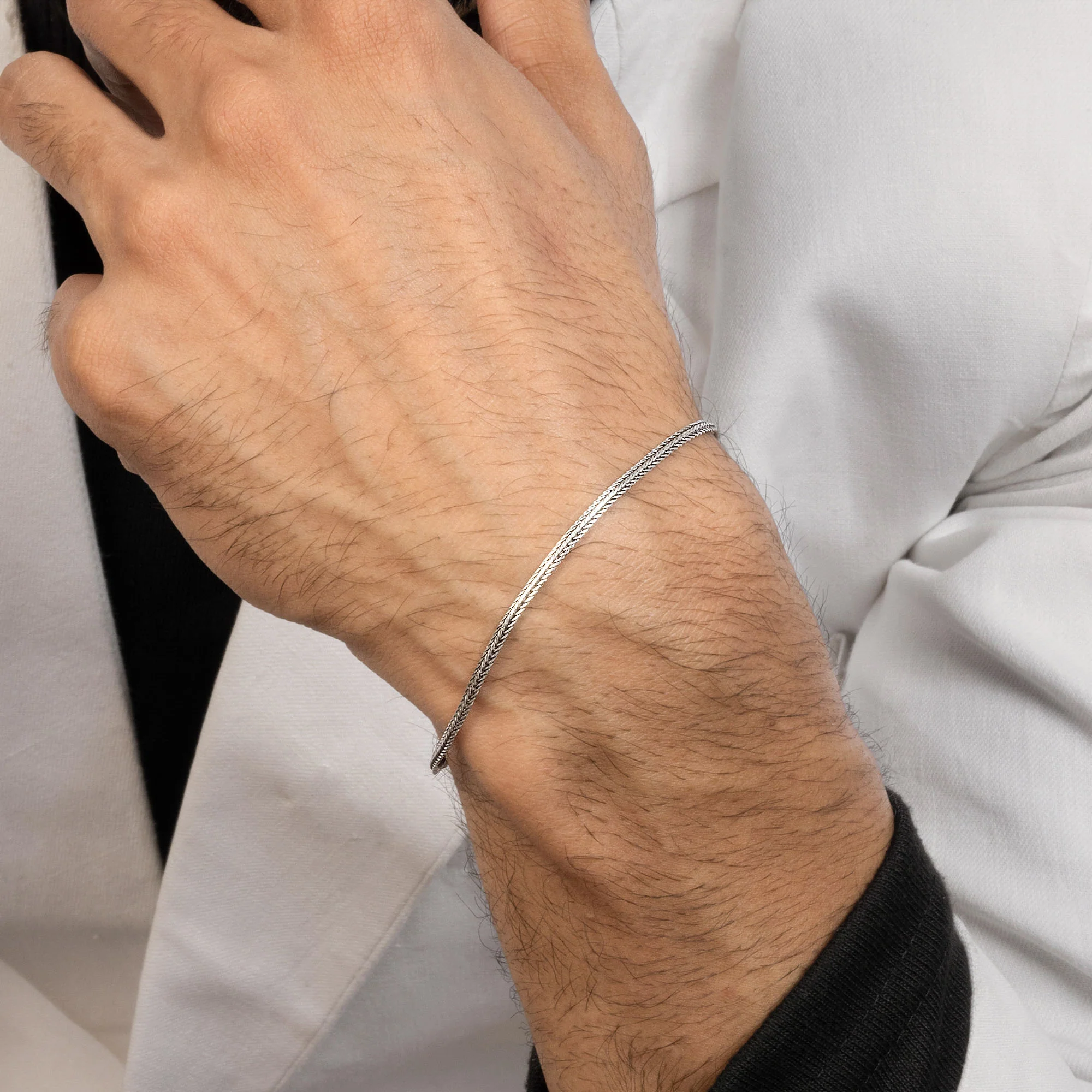 Braided Silver Chain Bracelet - Image 4