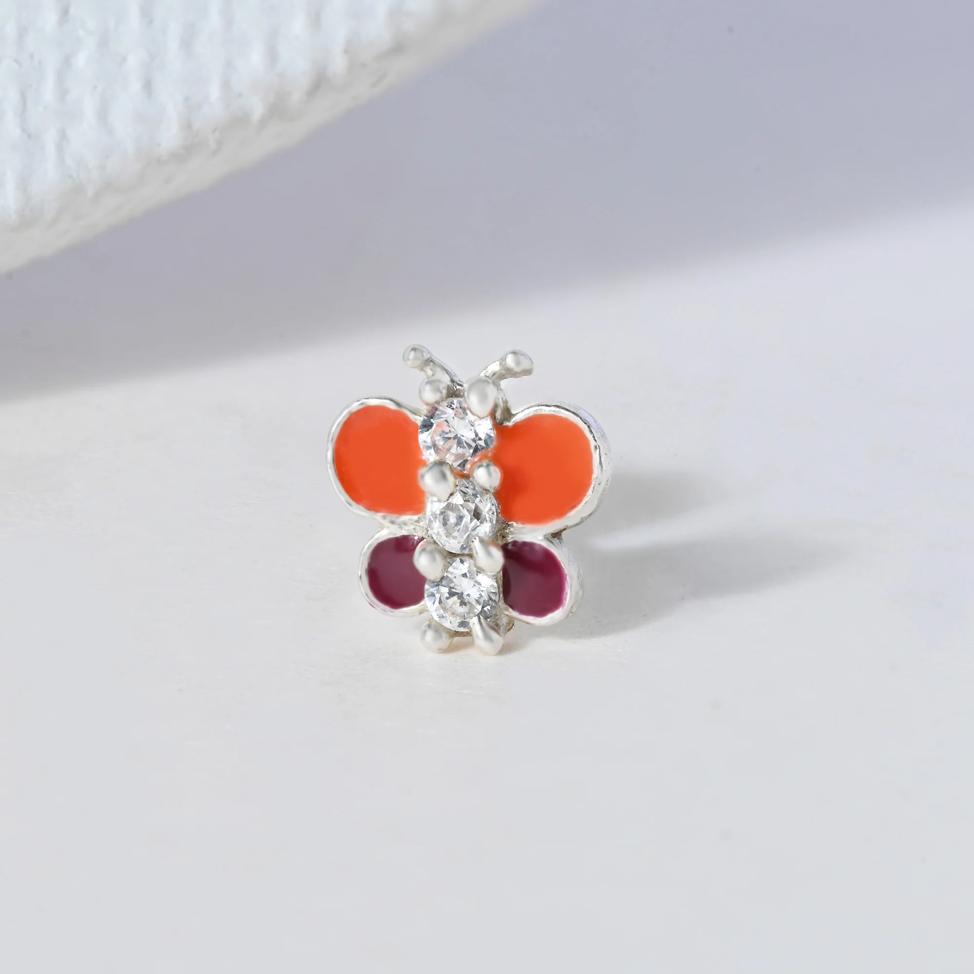 Butterfly Charm Silver Nose Pin - Image 11