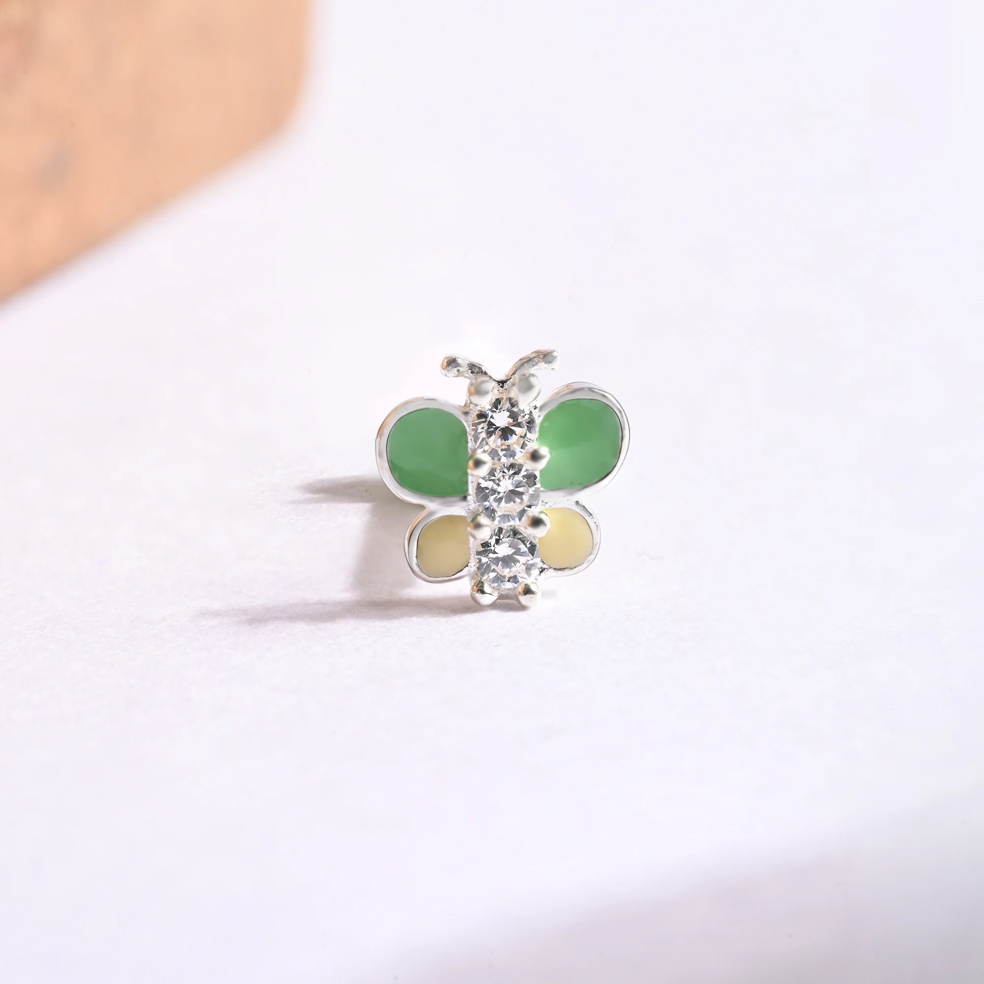 Butterfly Charm Silver Nose Pin - Image 3