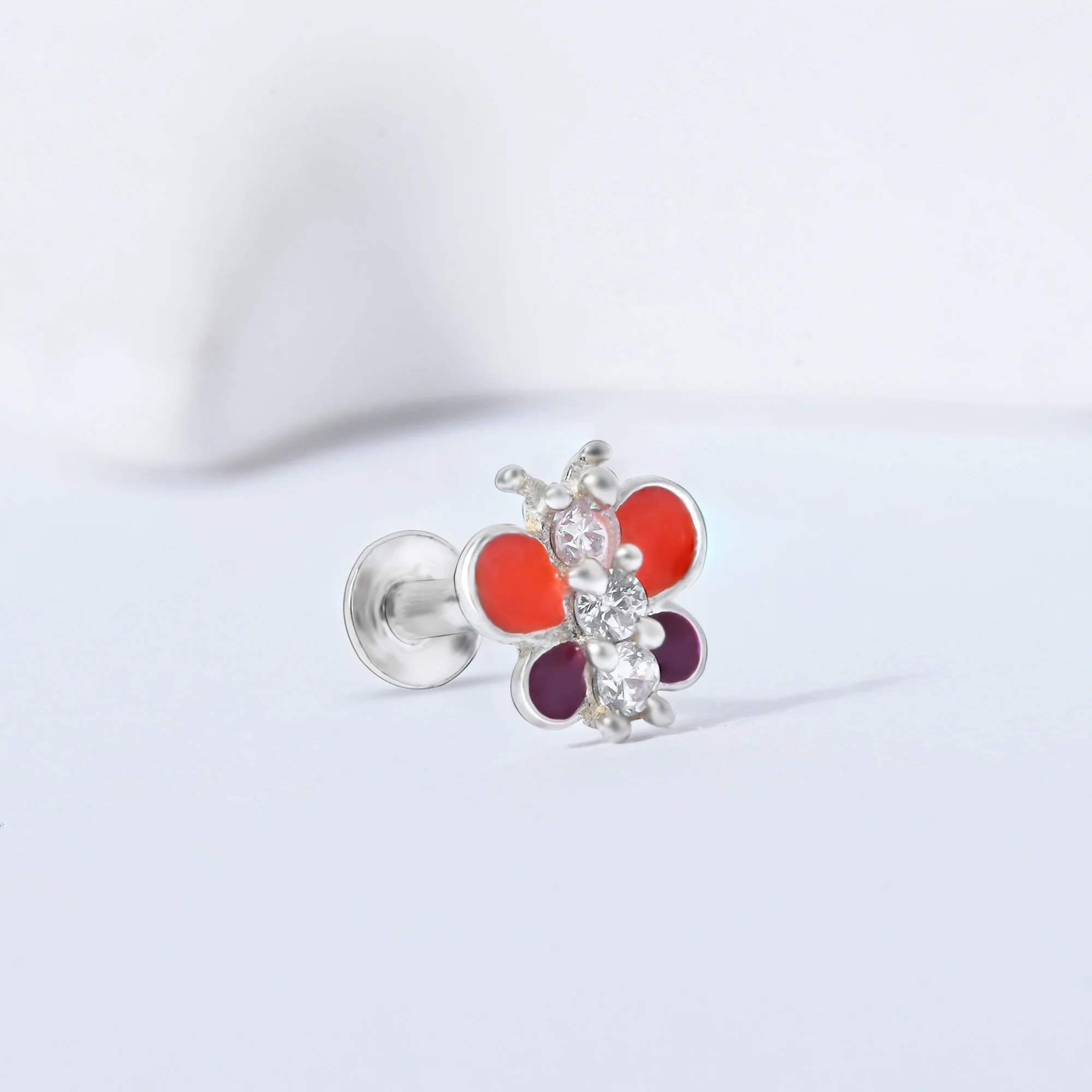 Butterfly Charm Silver Nose Pin - Image 8
