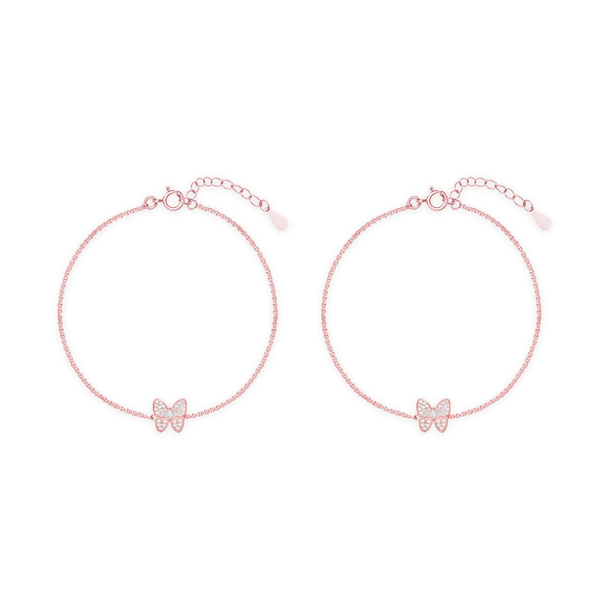 Butterfly CZ Silver Anklet - Image 5