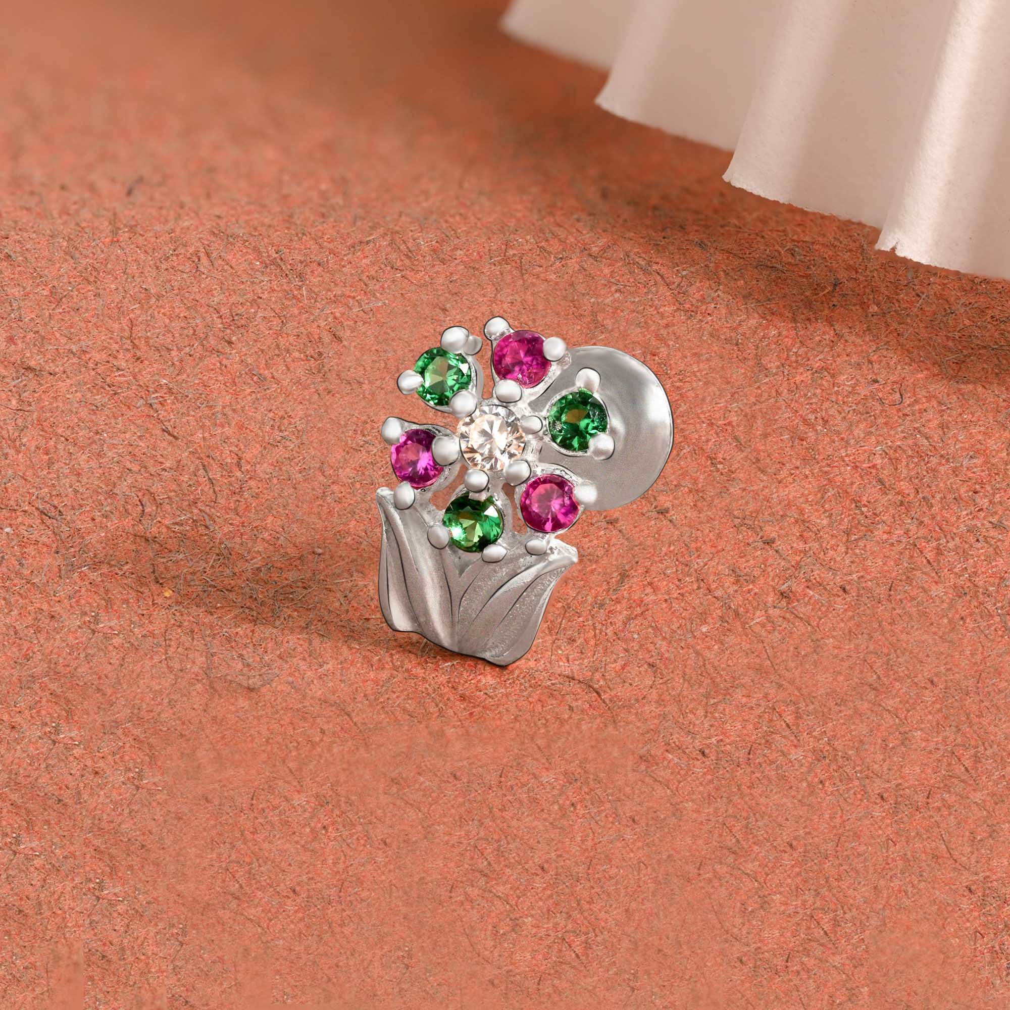 Chaand Phool Silver Nose Pin - Image 10