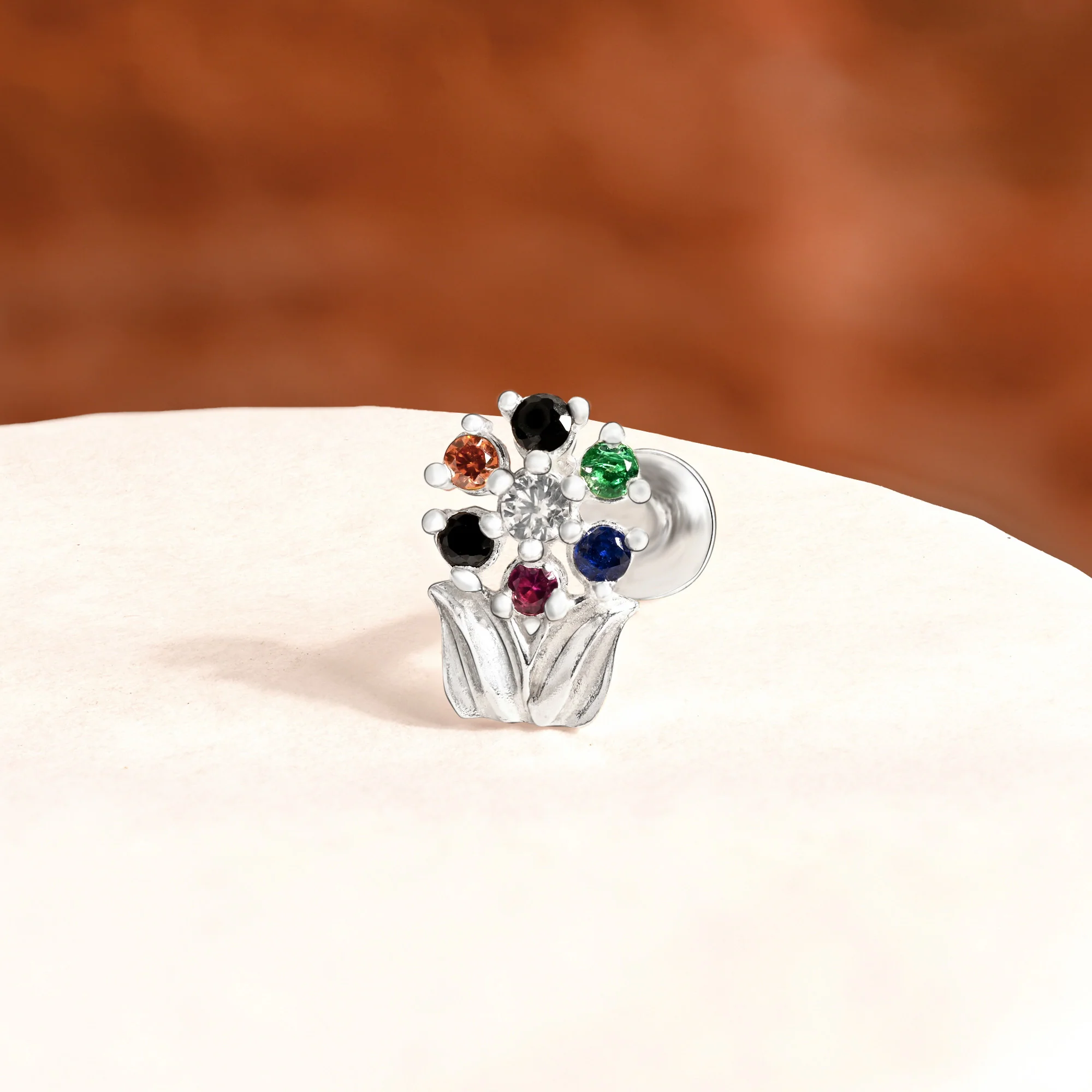 Chaand Phool Silver Nose Pin - Image 16